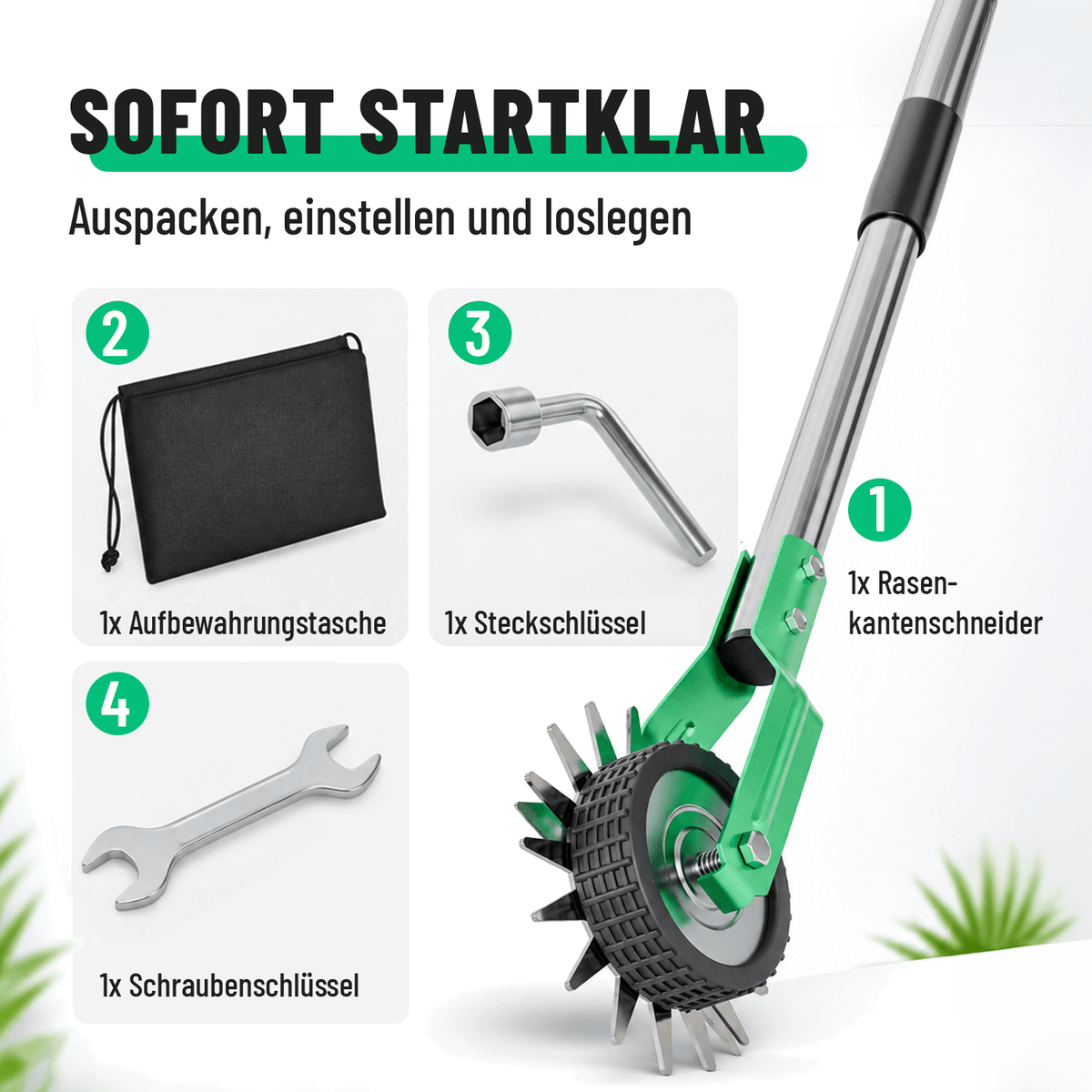 Rasenkantenschneider mit verstellbarem Stiel