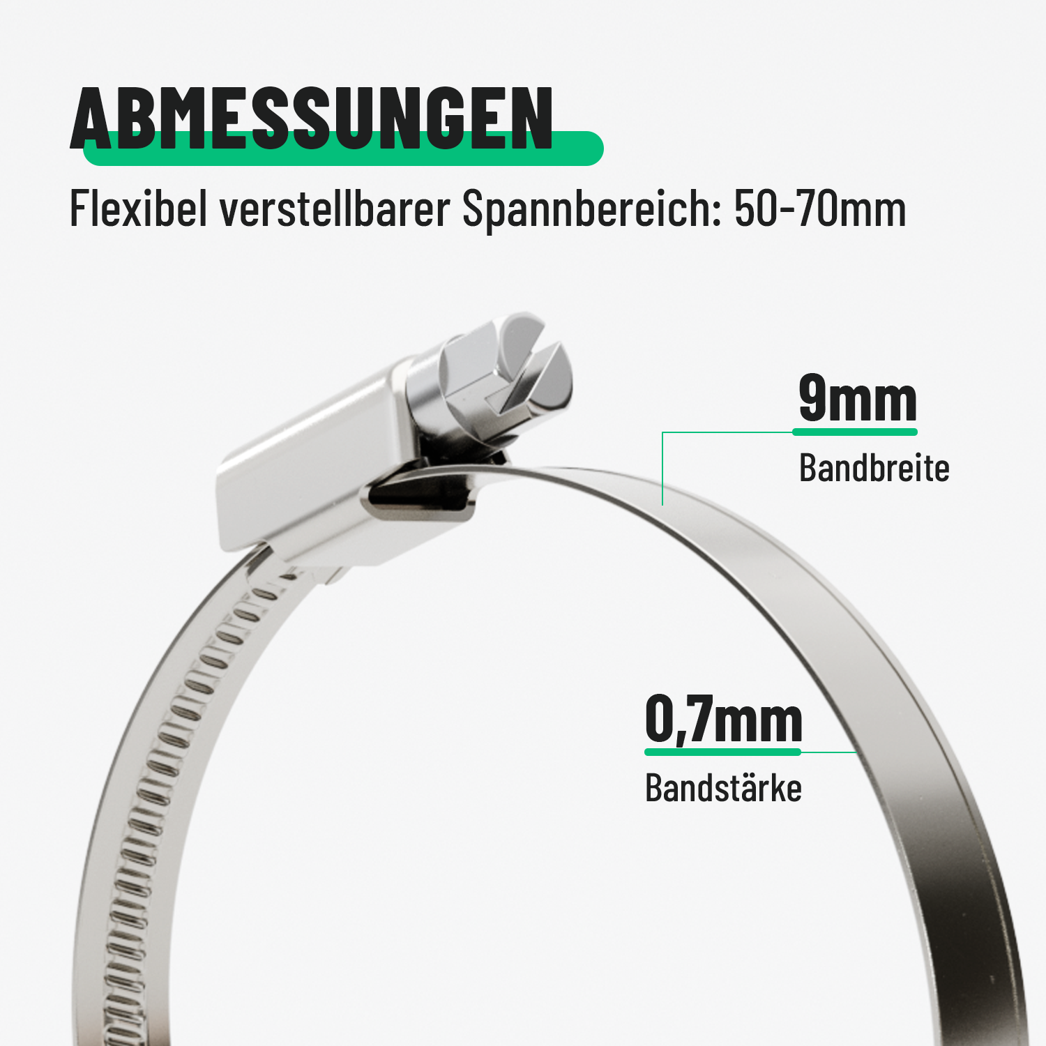 Schlauchschellen Edelstahl 50-70 mm