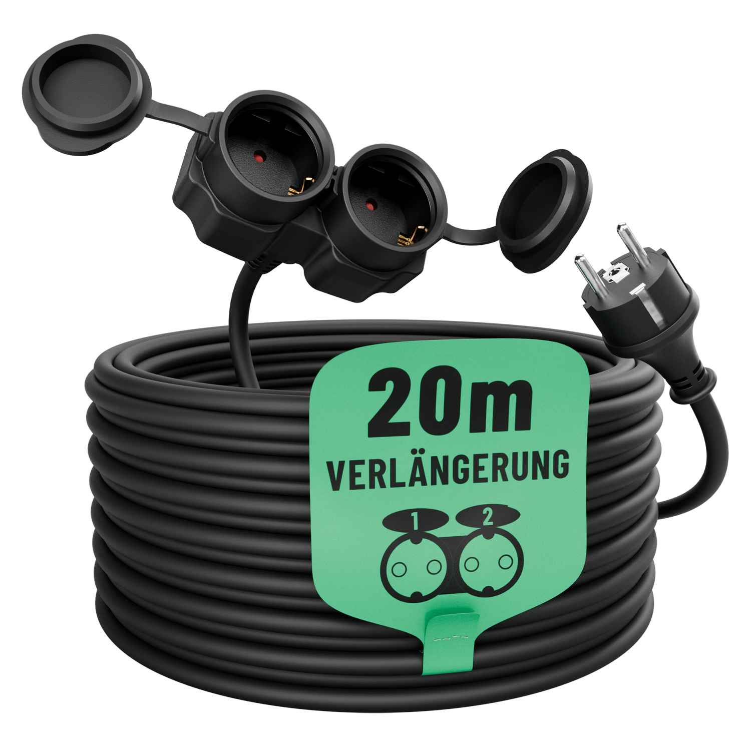 20m Outdoor Verlängerungskabel mit 2 Steckdosen IP44 911000 Hauptbild 1er Pack
