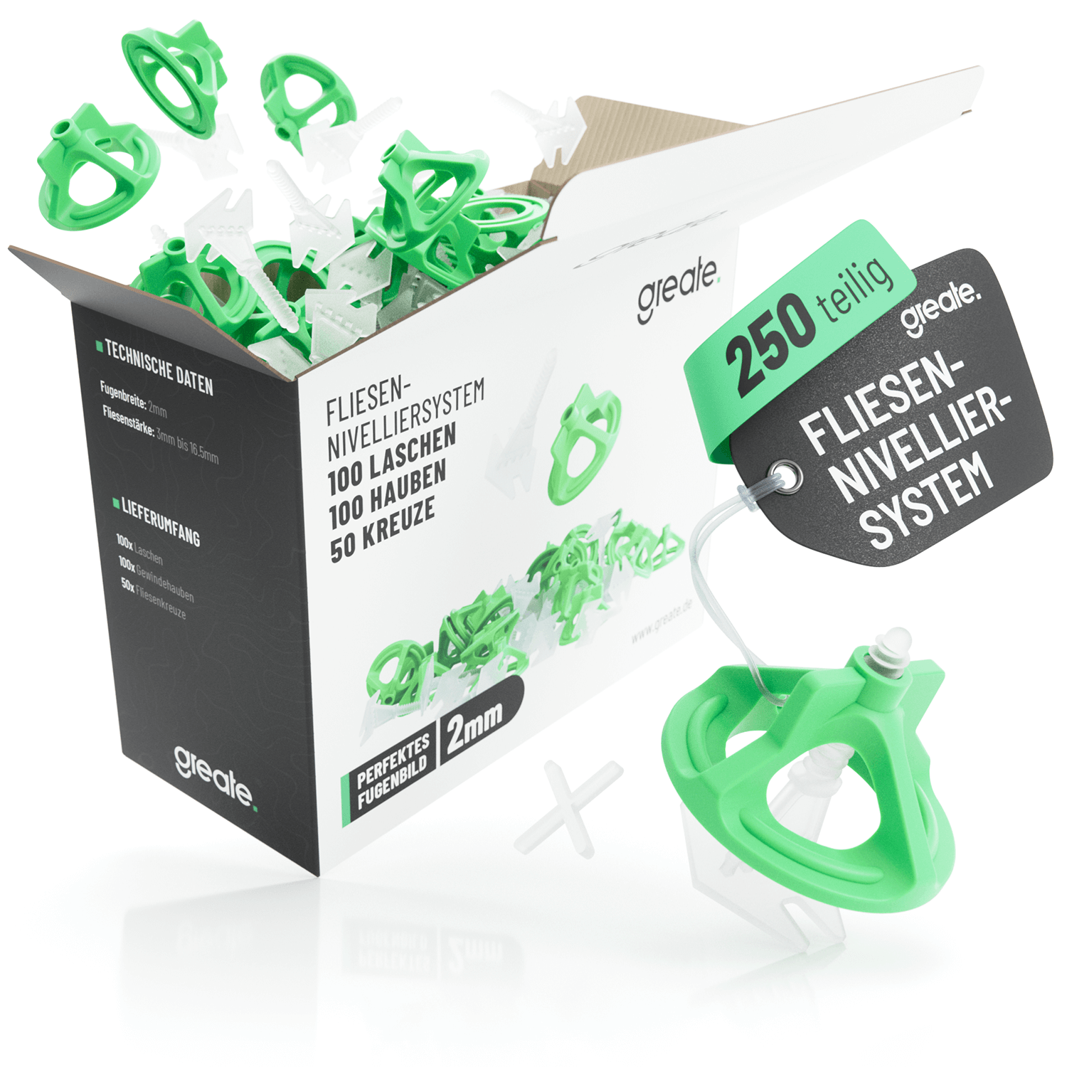 250 teiliges Fliesen Nivelliersystem 101206 Hauptbild