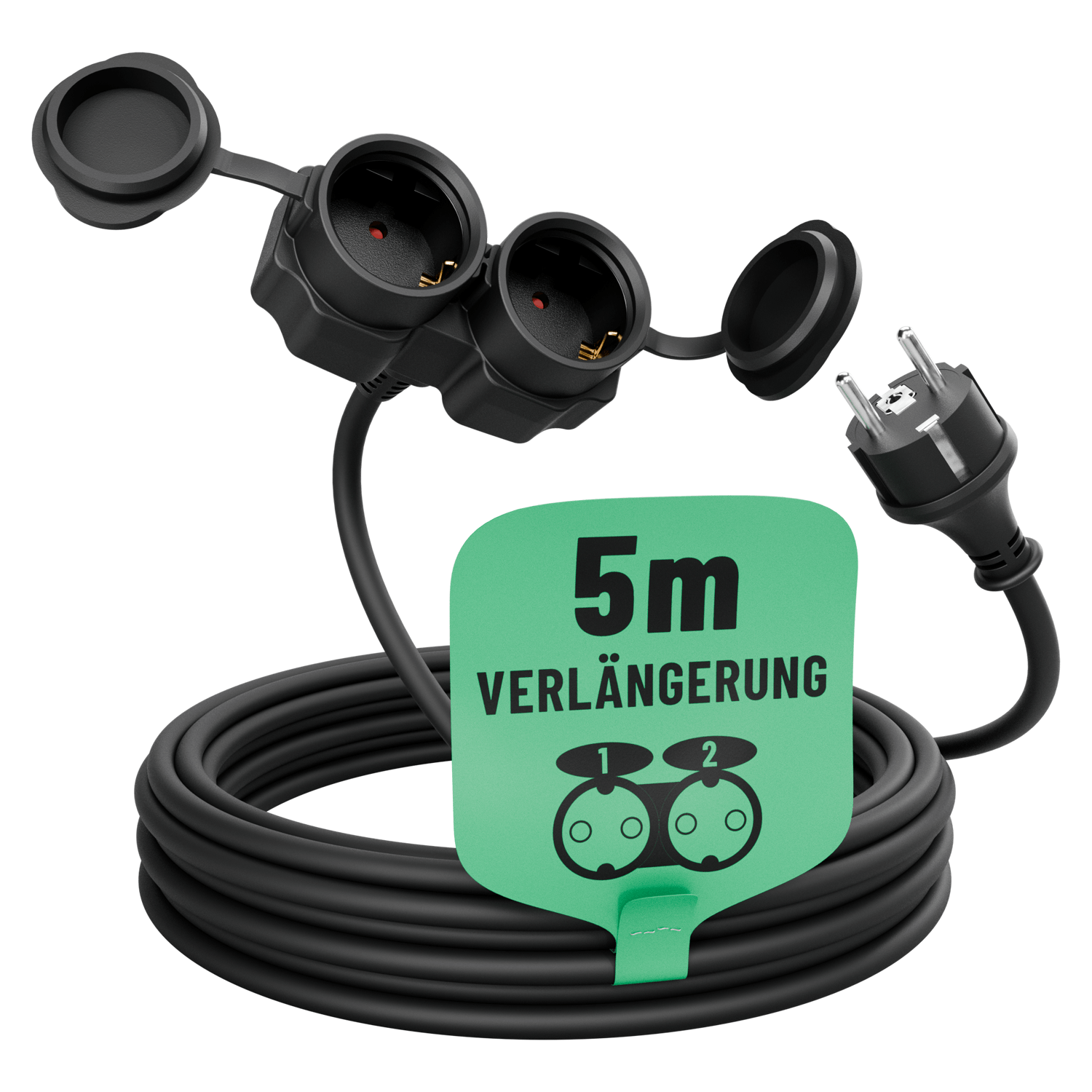 5m Outdoor Verlängerungskabel mit 2 Steckdosen IP44 911000 Hauptbild 1er Pack