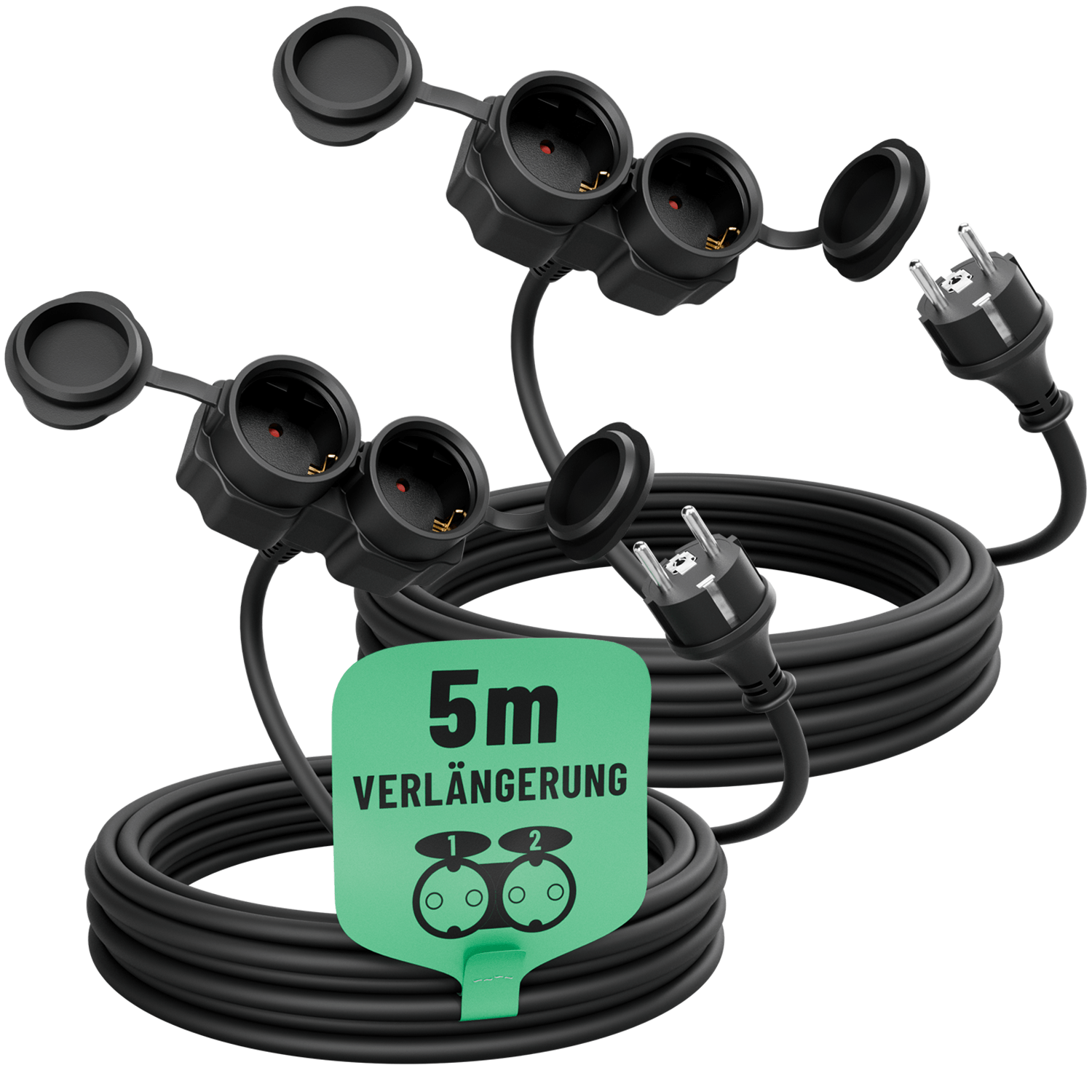 5m Outdoor Verlängerungskabel mit 2 Steckdosen IP44 911000 Hauptbild 2er Pack