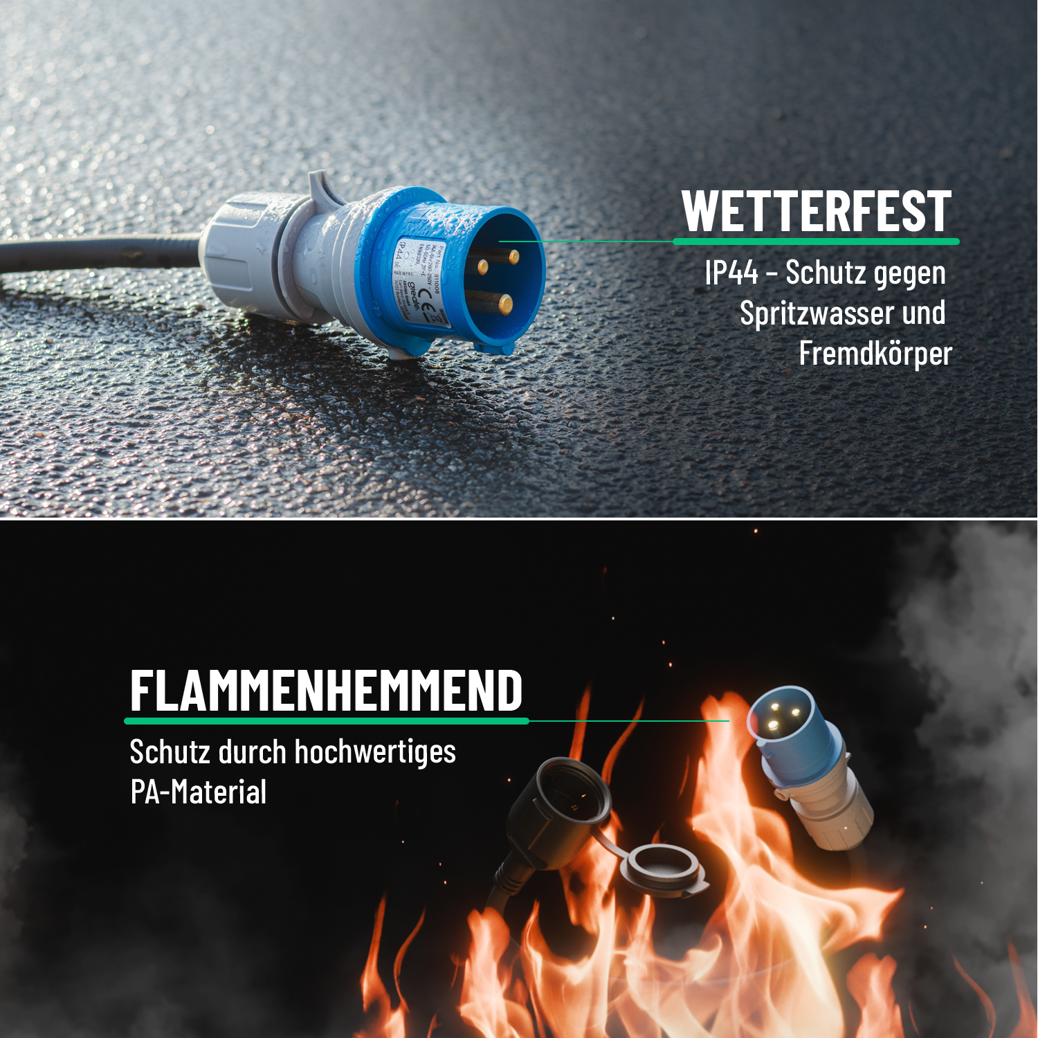 CEE Camping Stecker auf Schuko Kupplung