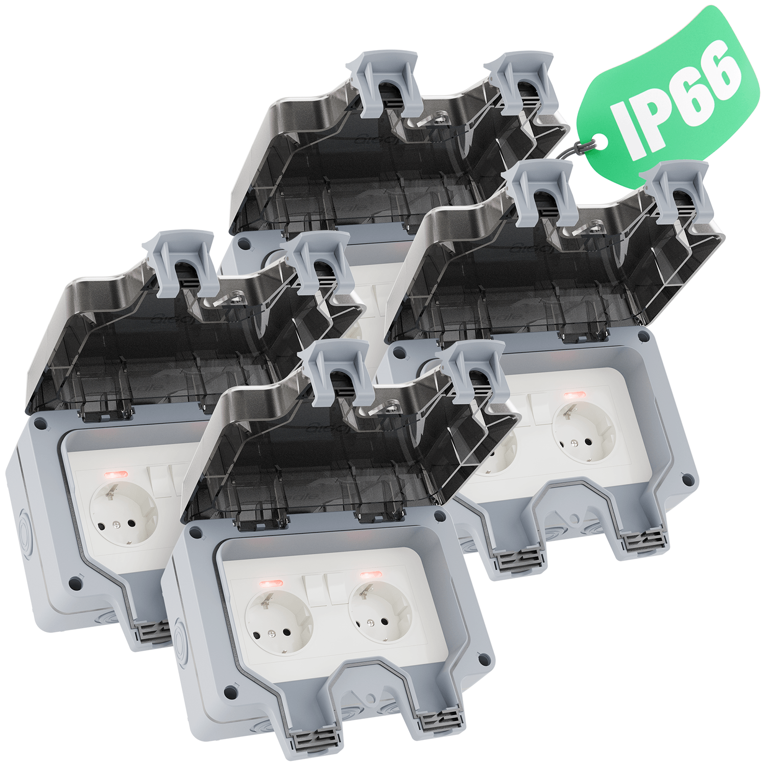 Abschliessbare Aussensteckdose Schalter Outdoor schaltbar wasserdicht 501000 Hauptbild 4er Pack