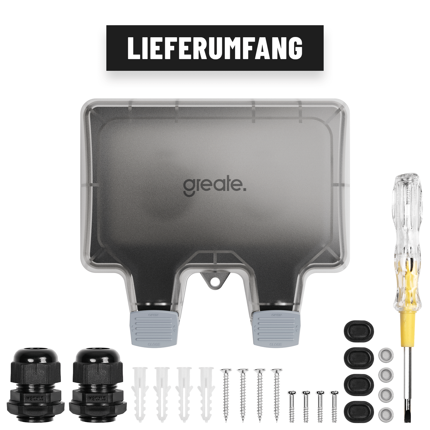 Abschliessbare Aussensteckdose Steckdose aussen Lieferunfang mit Schrauben 501000-5