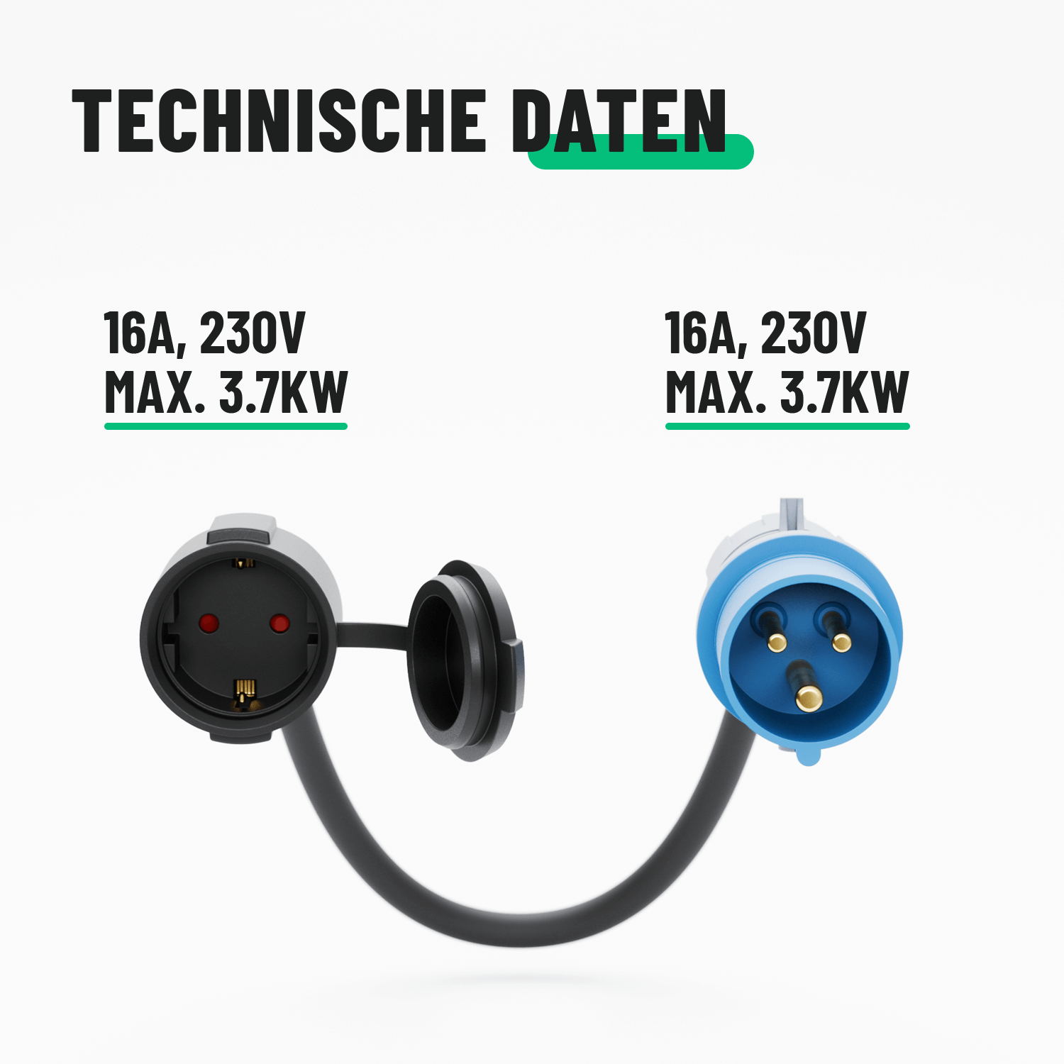 Adapter CEE Stecker Kuppling Technische Daten 16A 230V 911008-3