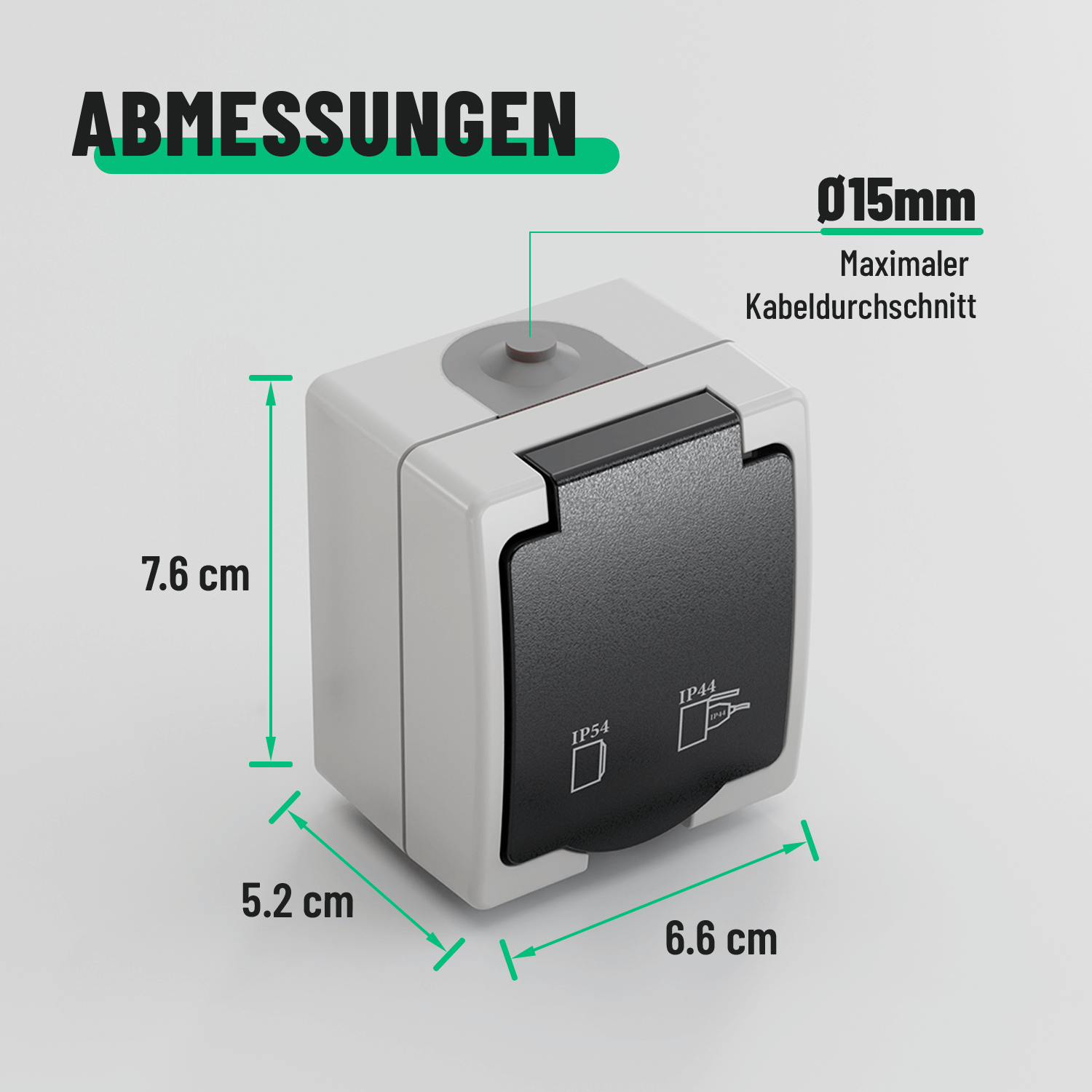 Aufputz Steckdose Abmessungen 15mm Aussenbereich Kabeldurchschnitt 501020-3