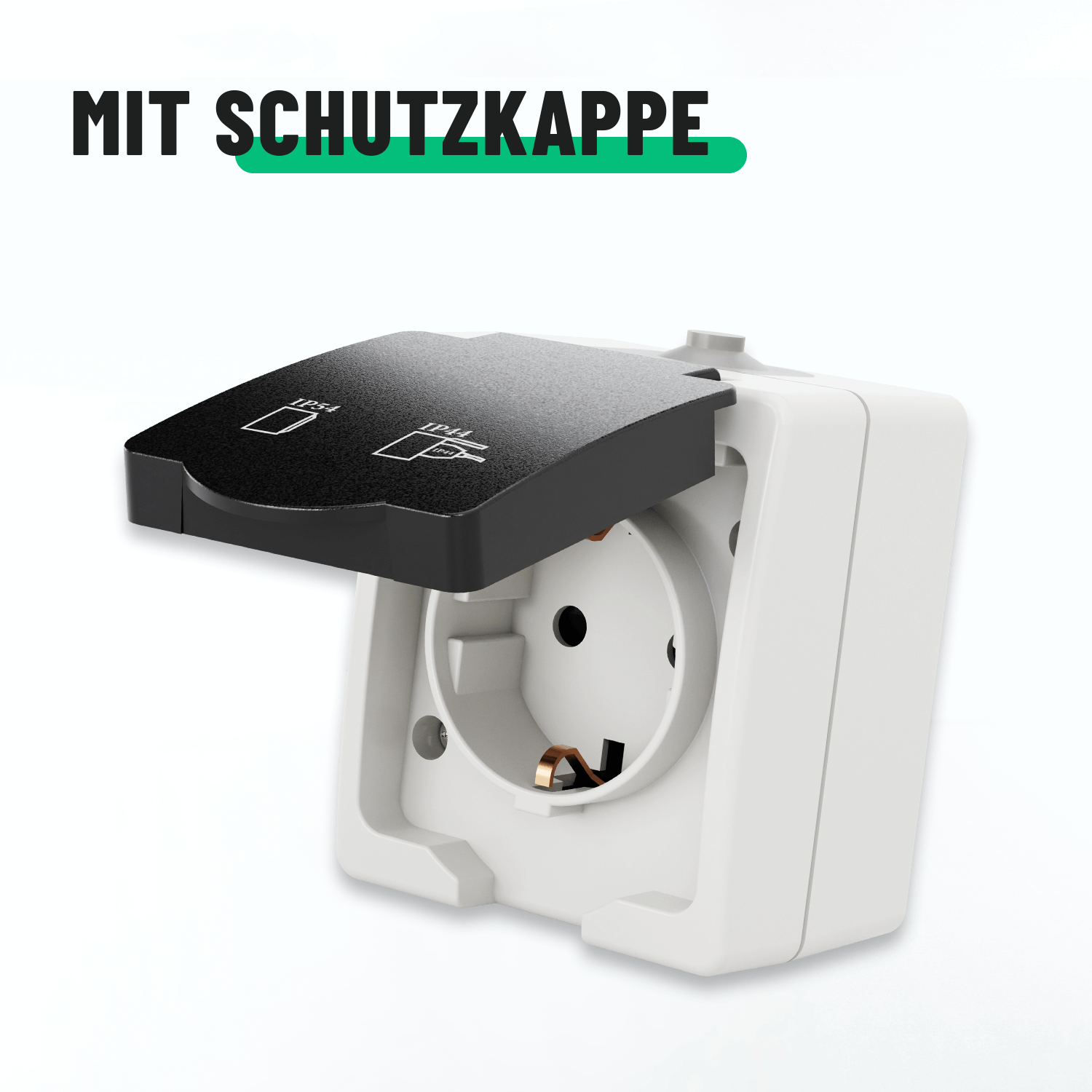 Aufputz Steckdose Aufputzdose 1fach mit Schutzkappe Feuchtraum Waschküche 501020-4