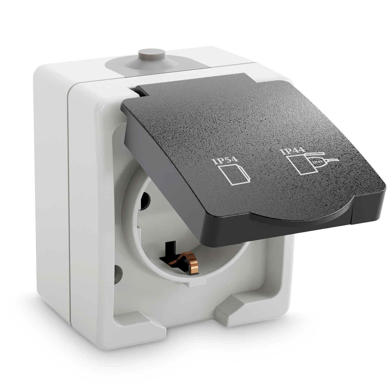 Aufputz Steckdosen Aufputzdose mit Klappdeckel 1fach für Feuchtraum 501020 Hauptbild