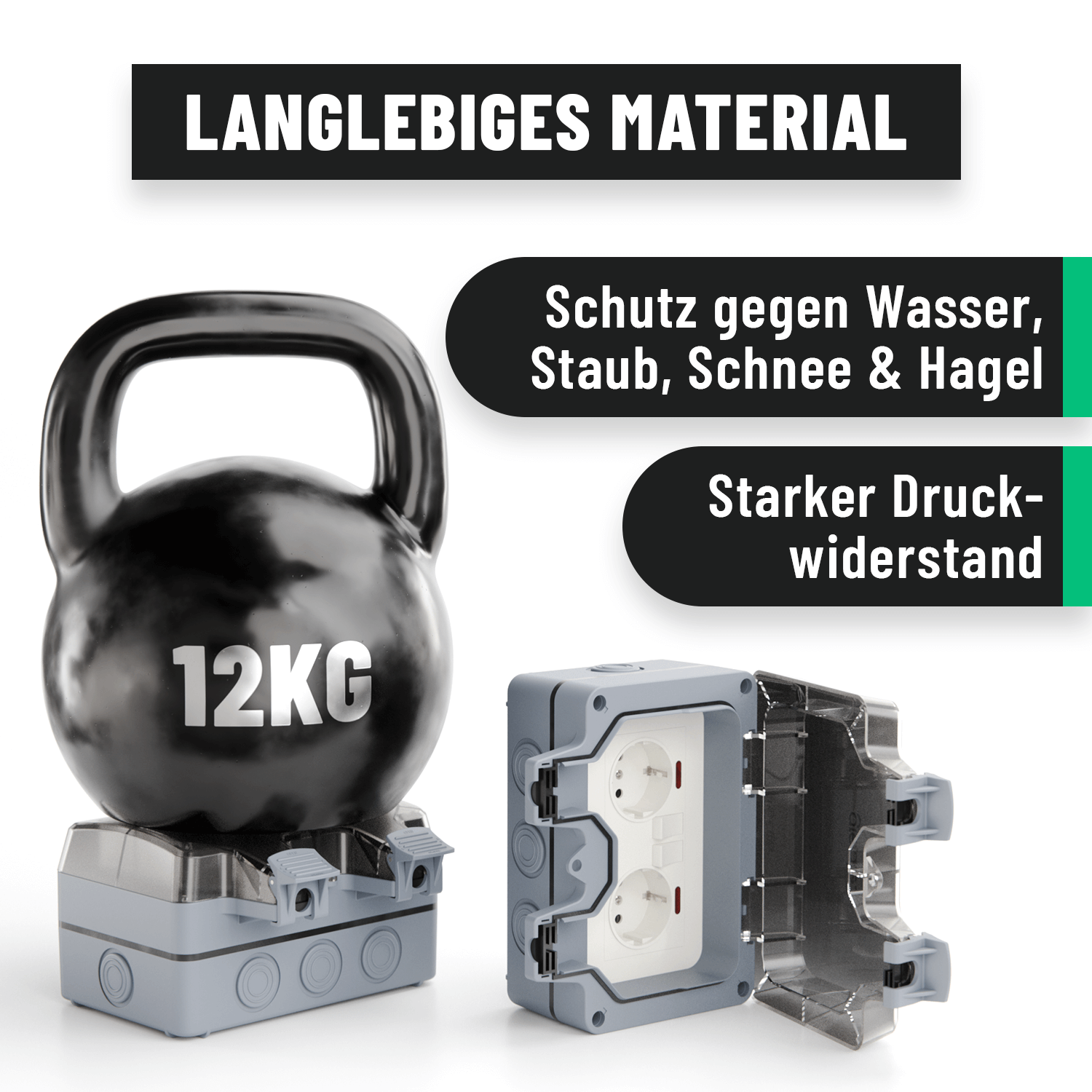 Aussensteckdose Steckdose Garten mit langlebigem Material und Druckwiderstand 501000-4