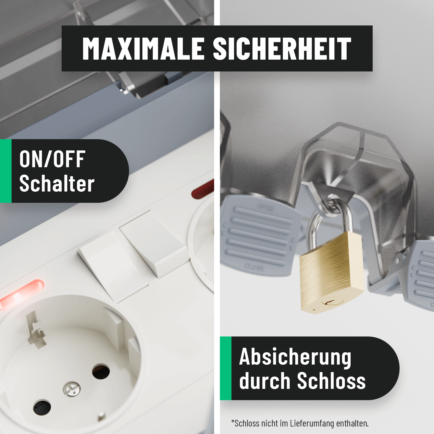 Aussensteckdose Steckdose Garten mit maximaler Sicherheit und on off Schalter 501000-2