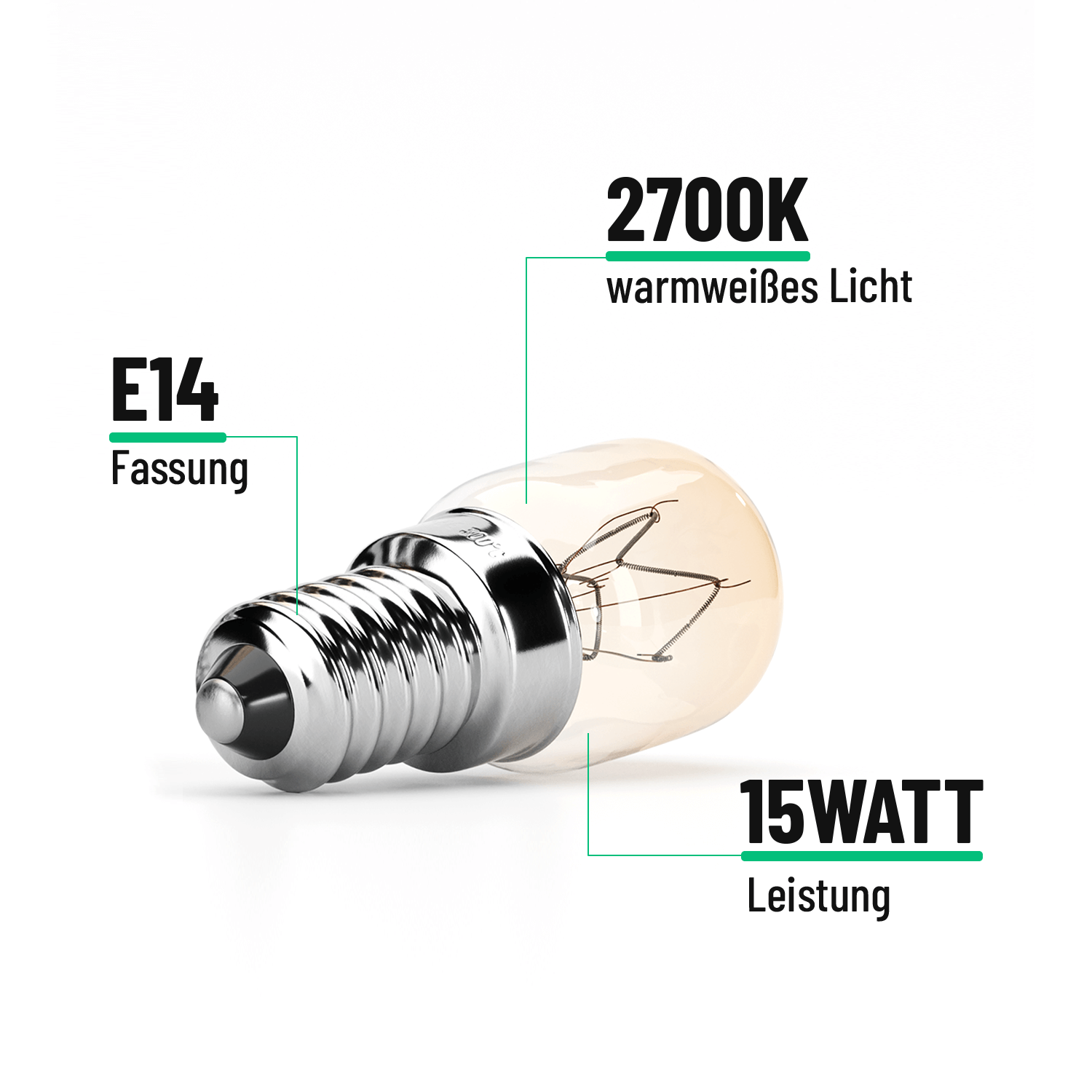 Backofenlampe mit 15 Watt, 2700K warmweiss & E14 Fassung 201010-4