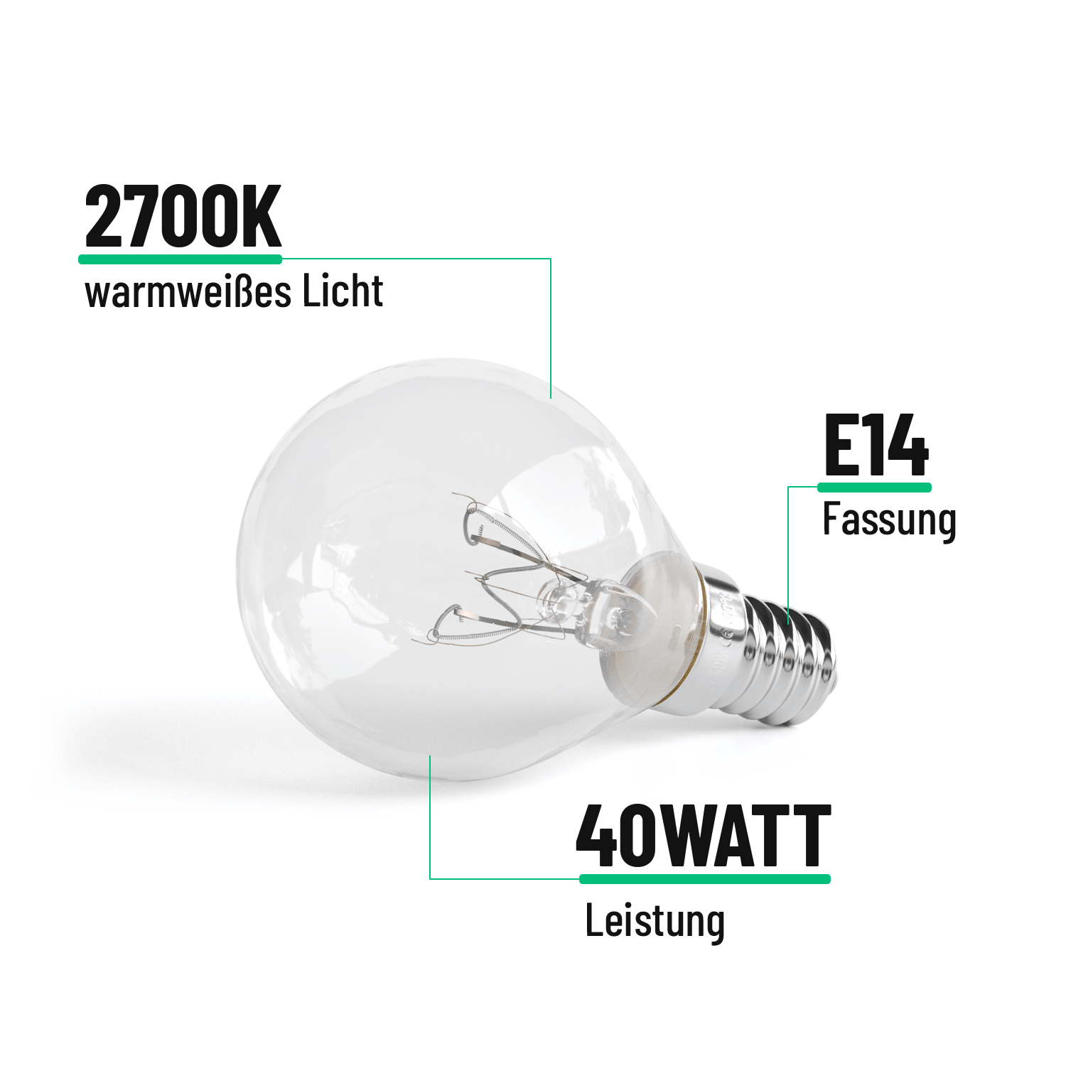 Backofenlampe mit 40 Watt, 2700K warmweiss & E14 Fassung 201101-4