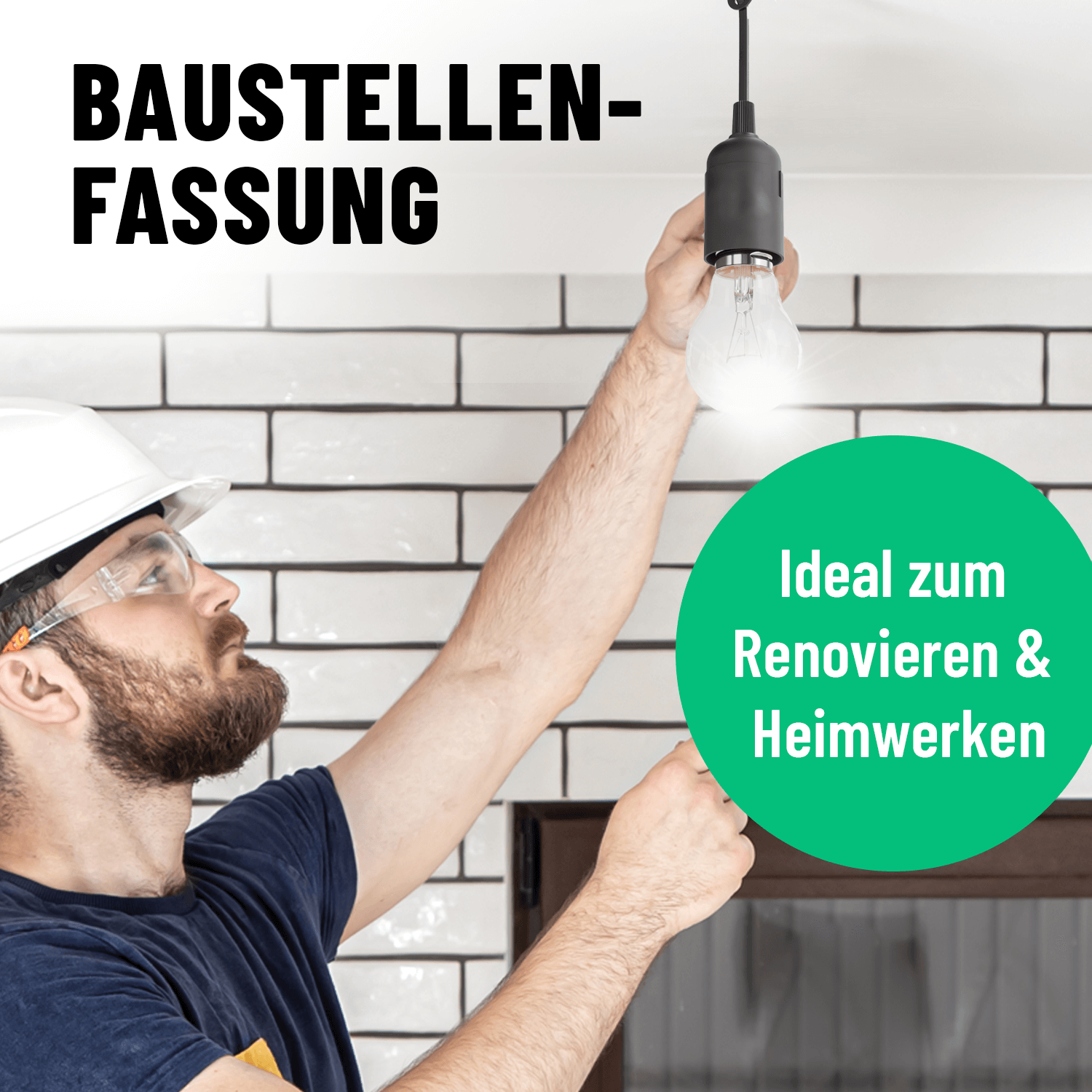 Baustellenfassung Baustellenlampe mit Schnellverbinder E27 Fassung ideal zum Renovieren 505003-1