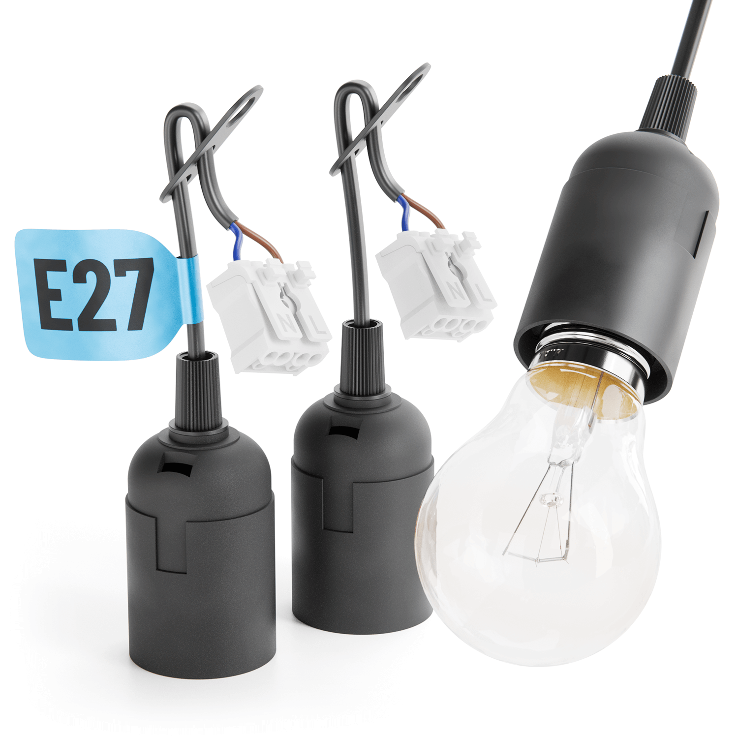 Baustellenfassung E27 Lampenfassung mit Steckverbinder und Glühbirne 505003 Hauptbild