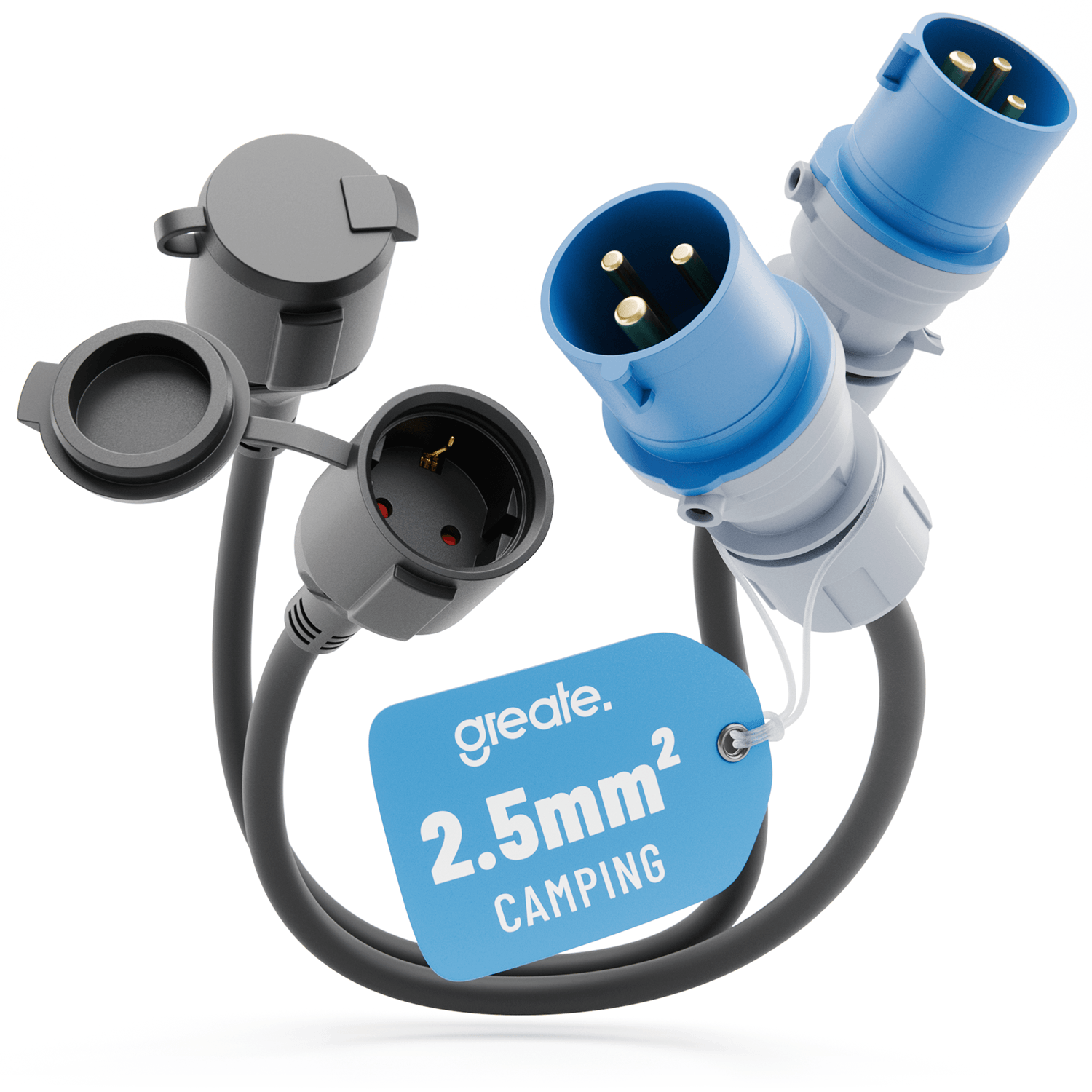 CEE Adapter Schuko Kupplung 50 cm Kabellänge 911008 Hauptbild 2er Pack