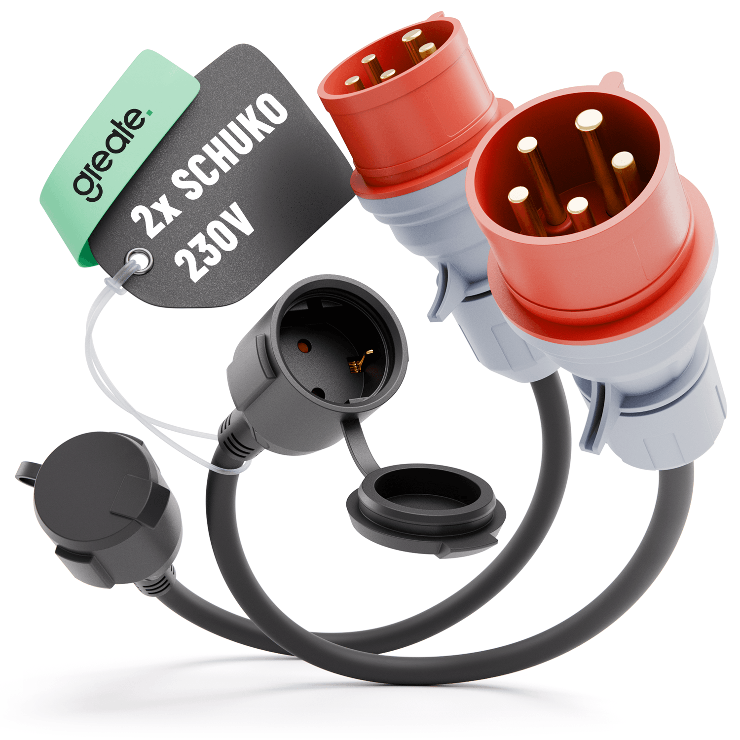 CEE Adapter Schuko Kupplung 50 cm Kabellänge 911011 Hauptbild 2er Pack