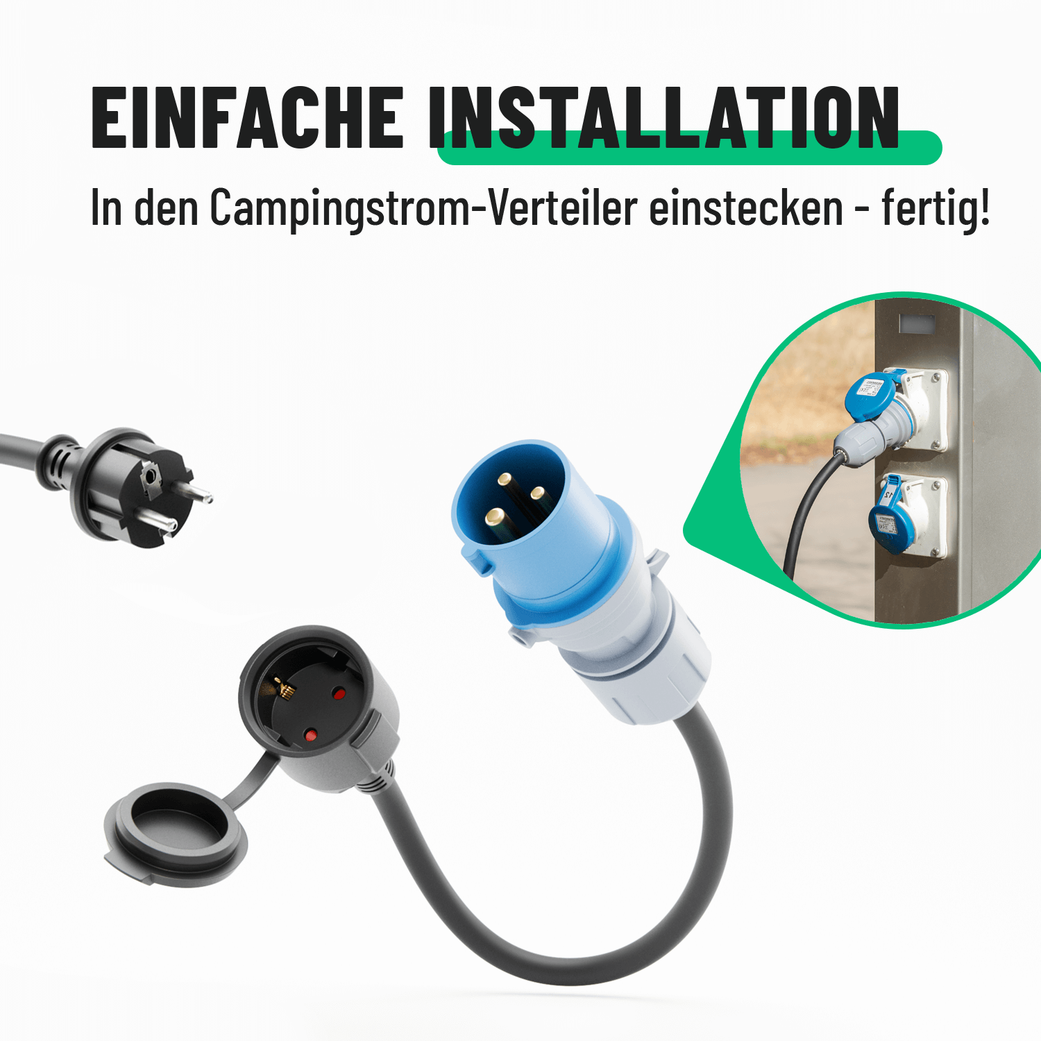 CEE Adapter Schuko Kupplung einfache Installation Campingstrom Verteiler 911008_911009-5