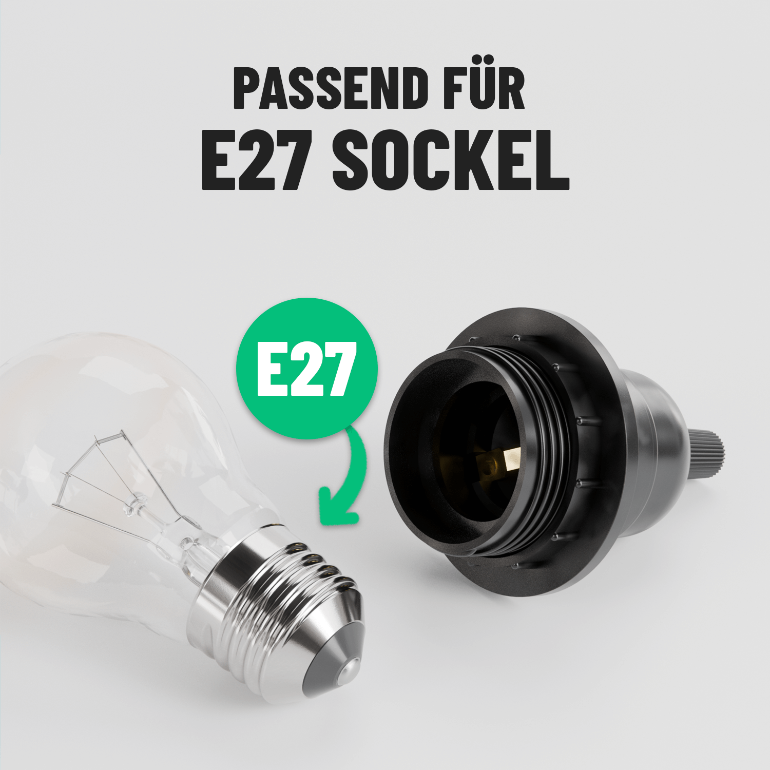 E27 Fassung schwarz Lampenfassung aus Kunststoff passend für E27 Sockel 505004-3-2