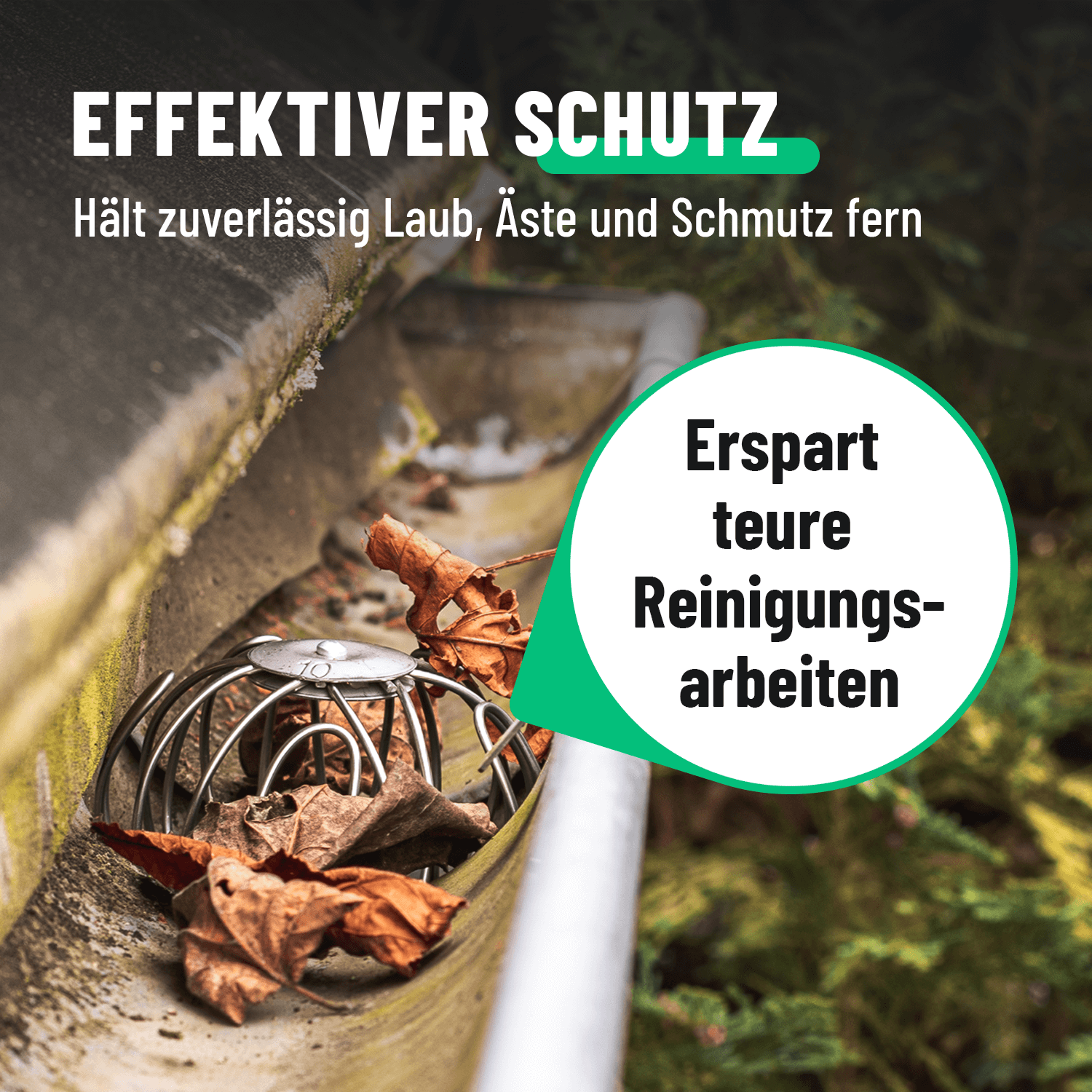 Effektiver Laubschutz für Fallrohre 101308-1