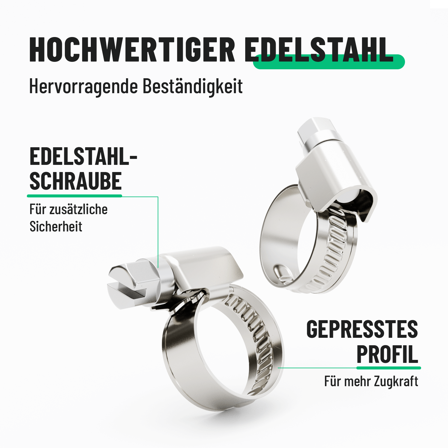 Einstellbare Schlauchschelle aus hochwertigen Edelstahl 101302-1