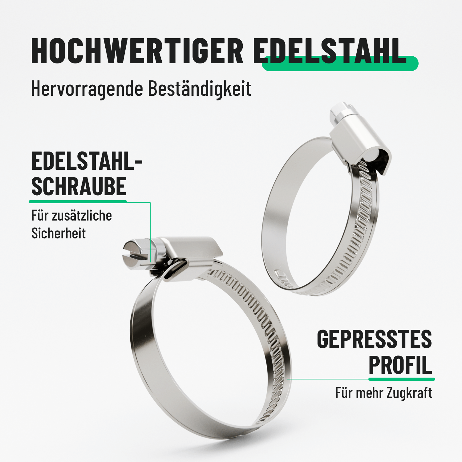 Einstellbare Schlauchschelle aus hochwertigen Edelstahl 101304-1