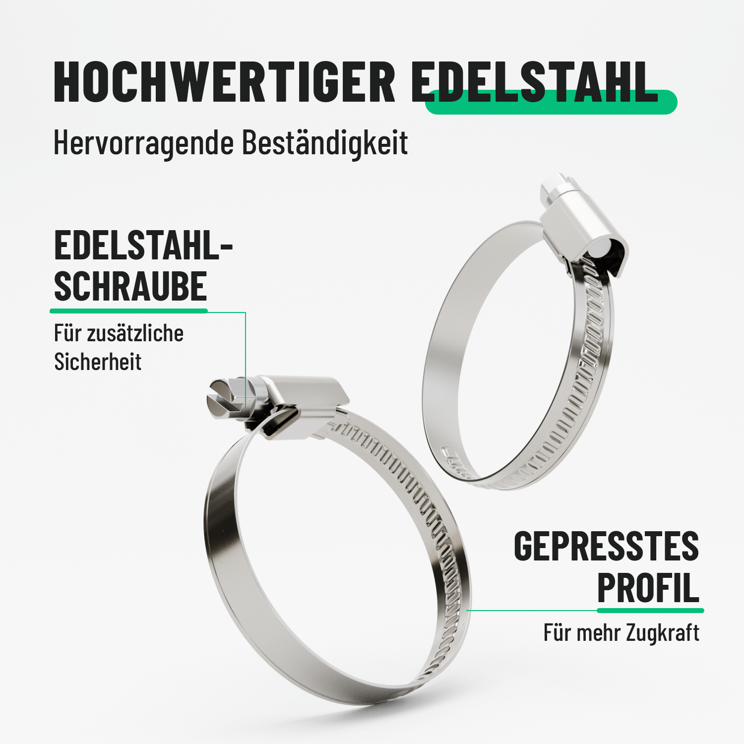 Einstellbare Schlauchschelle aus hochwertigen Edelstahl 101305-1