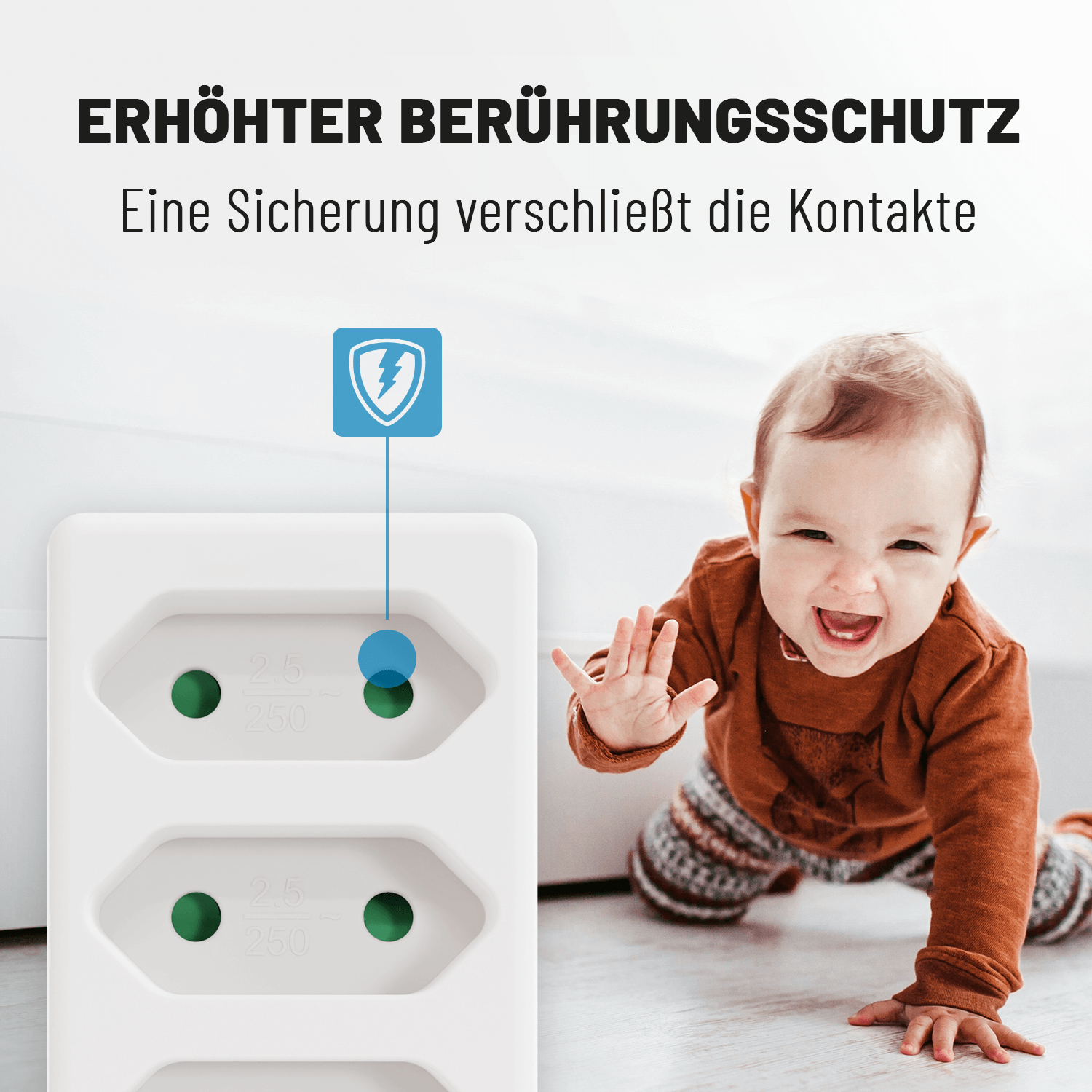 Erhöhter Berührungsschutz 4fach Euro Steckeradapter 504005-3