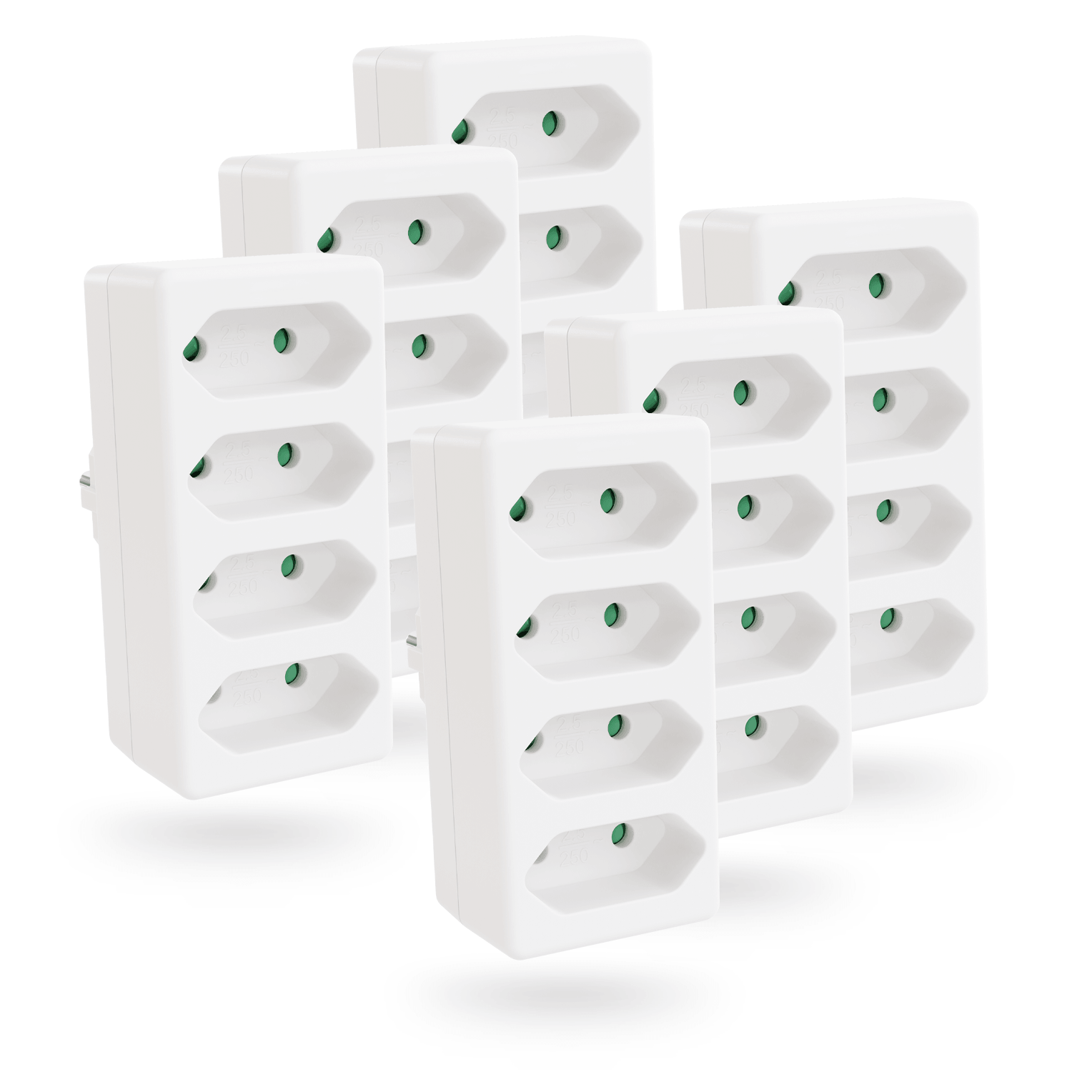 euro 4fach Steckeradapter 4x Euro Buchsen Weiss 504005 Hauptbild 6er Pack