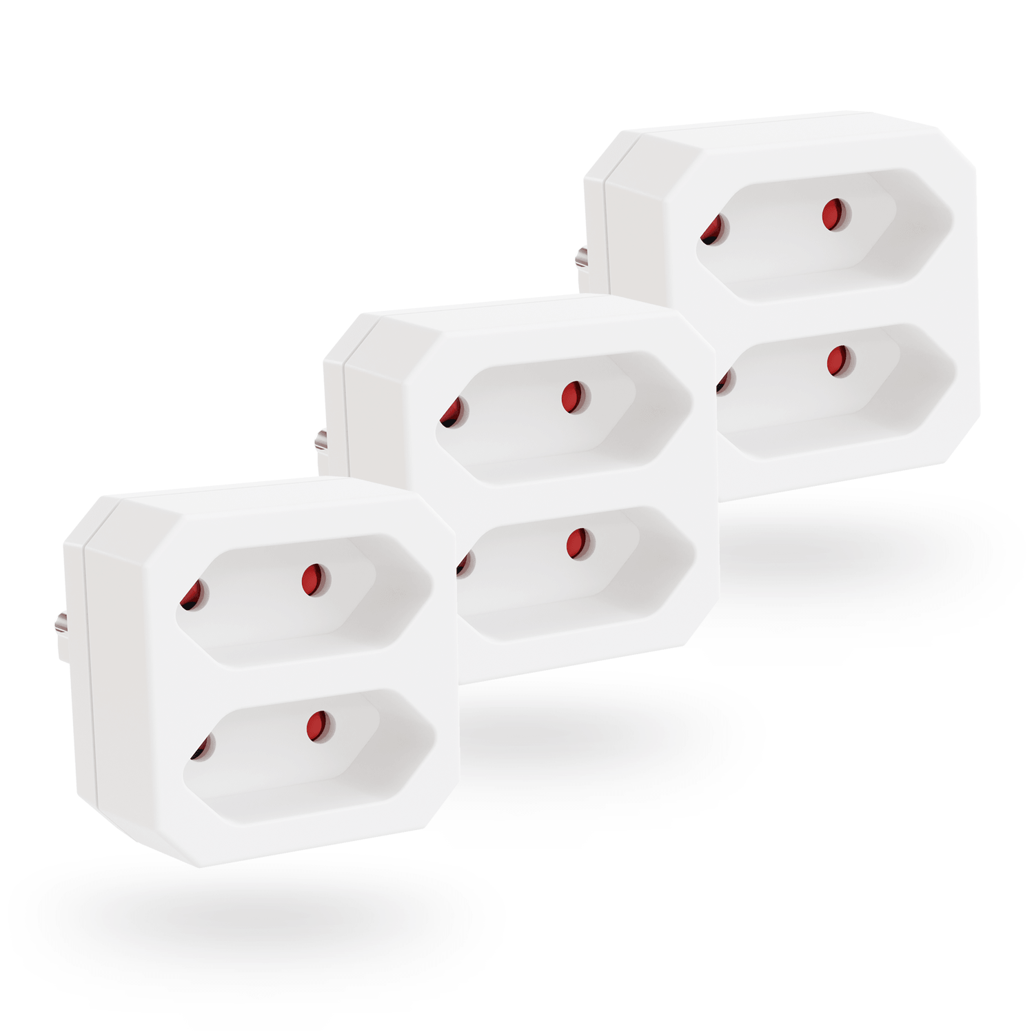 Eurodoppelsteckeradapter 2x Eurobuchsen weiss 504002 Hauptbild 3er Pack