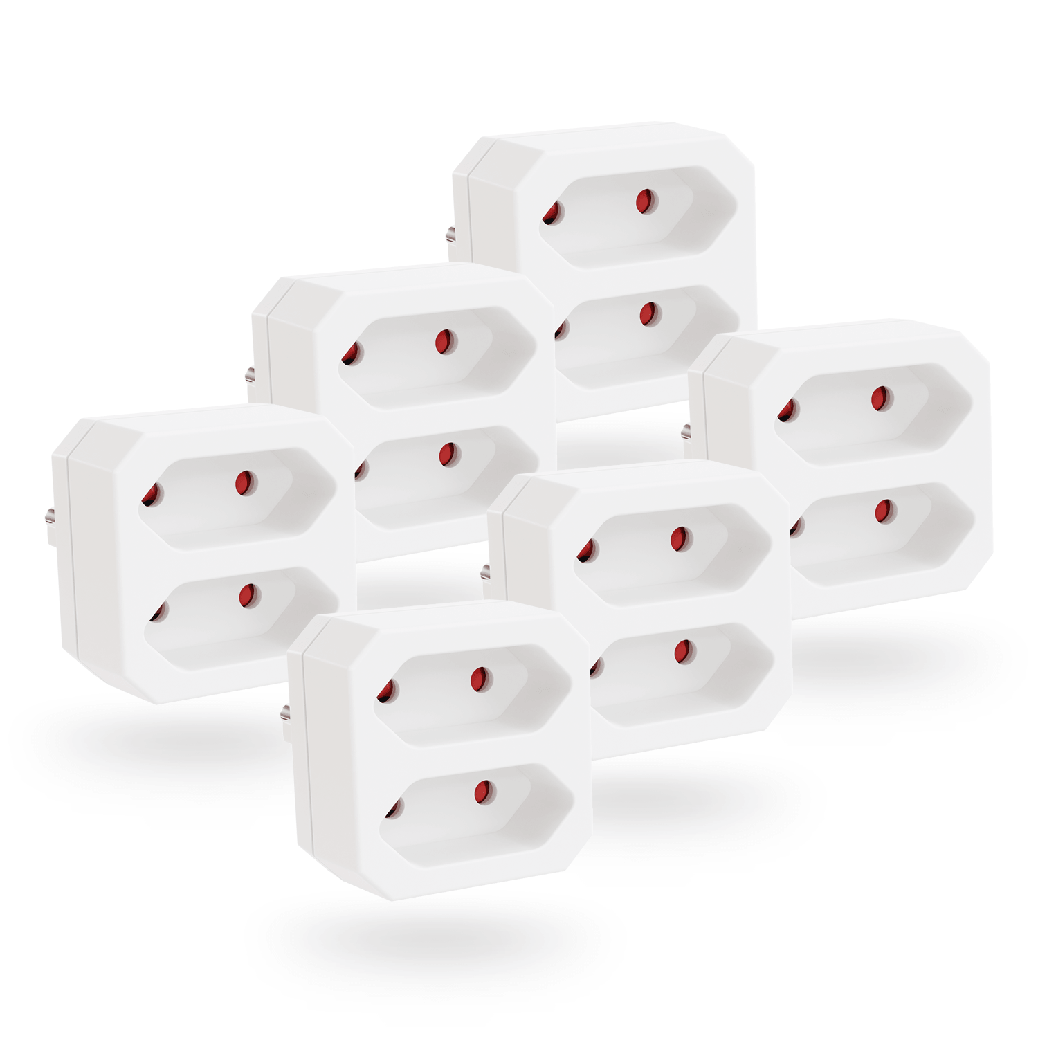 Eurodoppelsteckeradapter 2x Eurobuchsen weiss 504002 Hauptbild 6er Pack