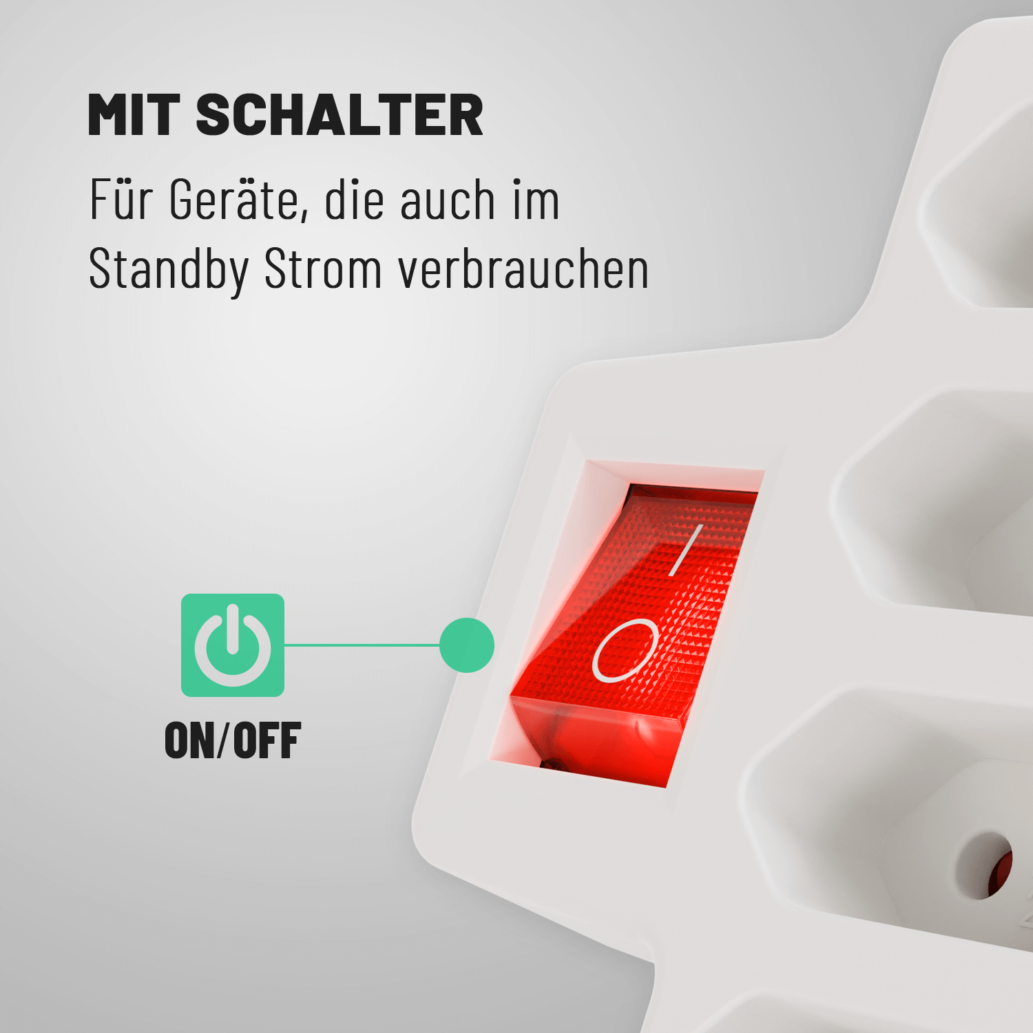 Eurostecker Mehrfachstecker on off Schalter für Geräte im Standby Energiesparen 504007-4
