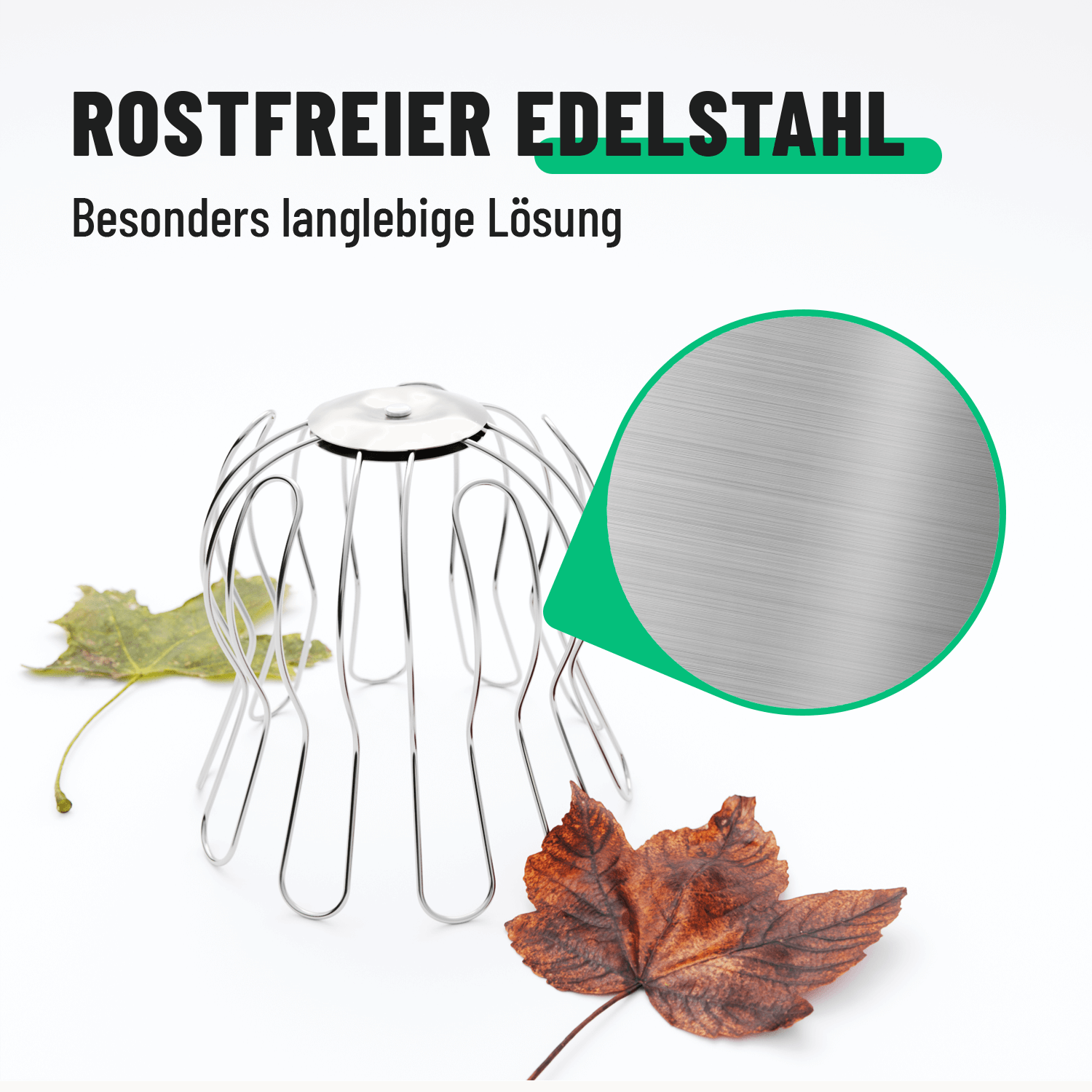 Fallrohrschutz als Regenrinnen Laubschutz aus rostfreien Edelstahl 101308-4