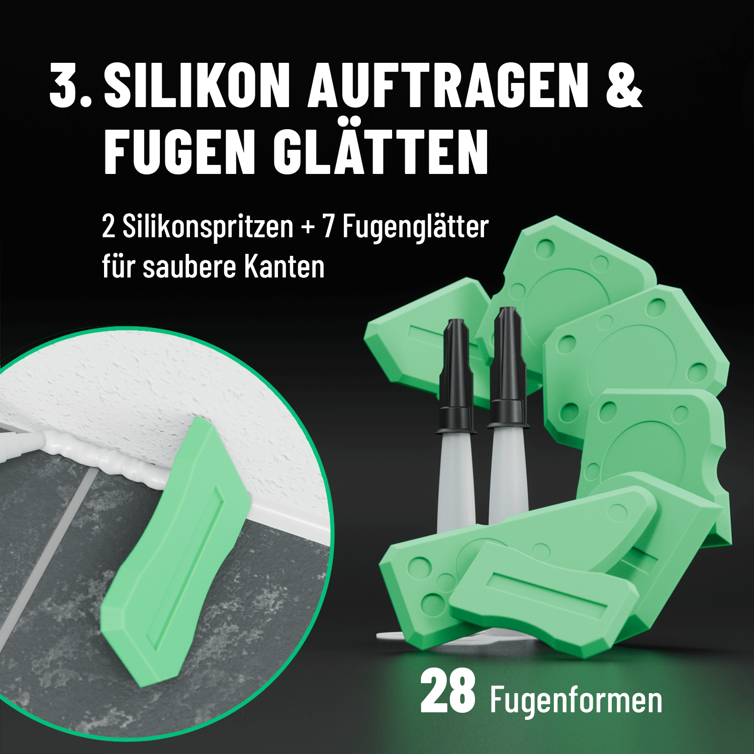 Fugenglätter zur Erneuerung von Silikon und Acryl Fugen 101201-3