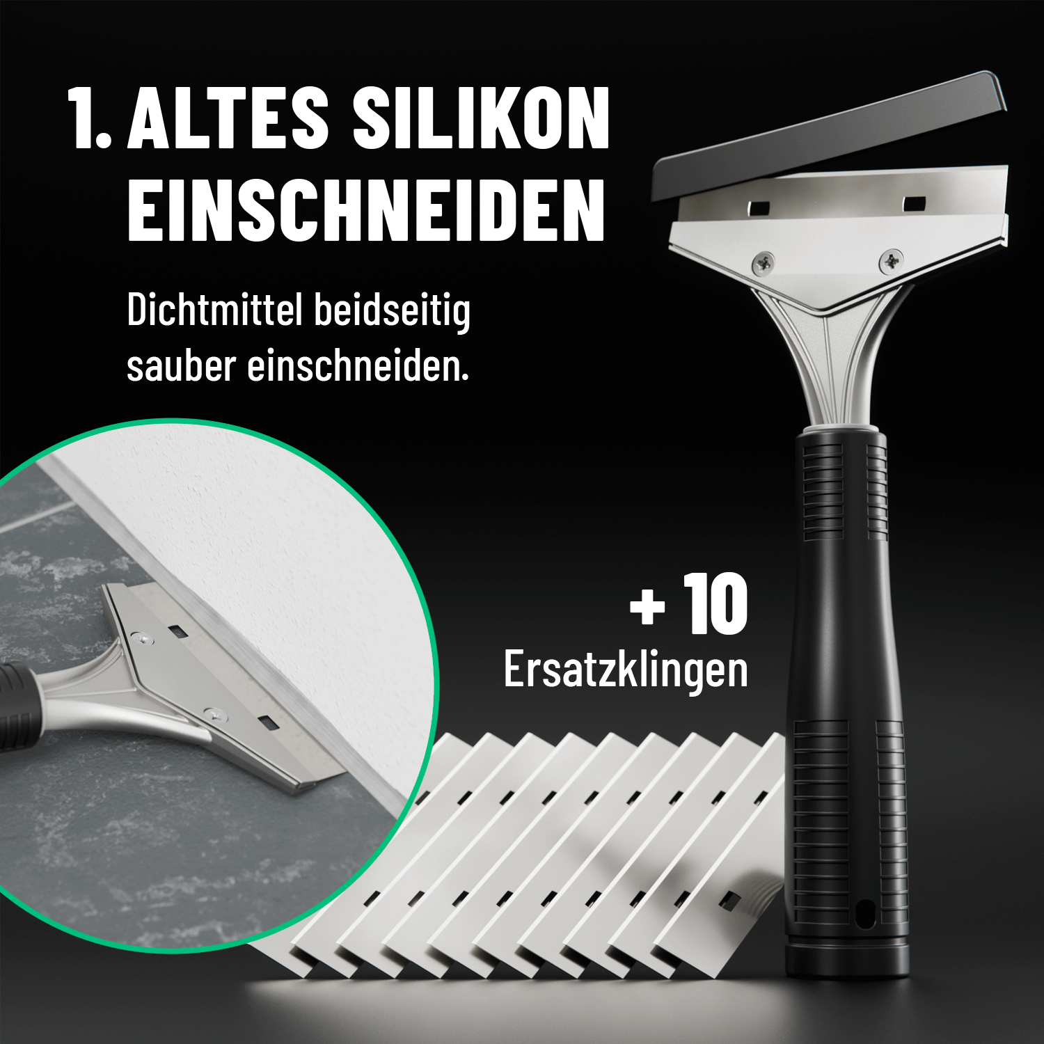 Fugenschneider um altes Silikon einzuschneiden 101201-1