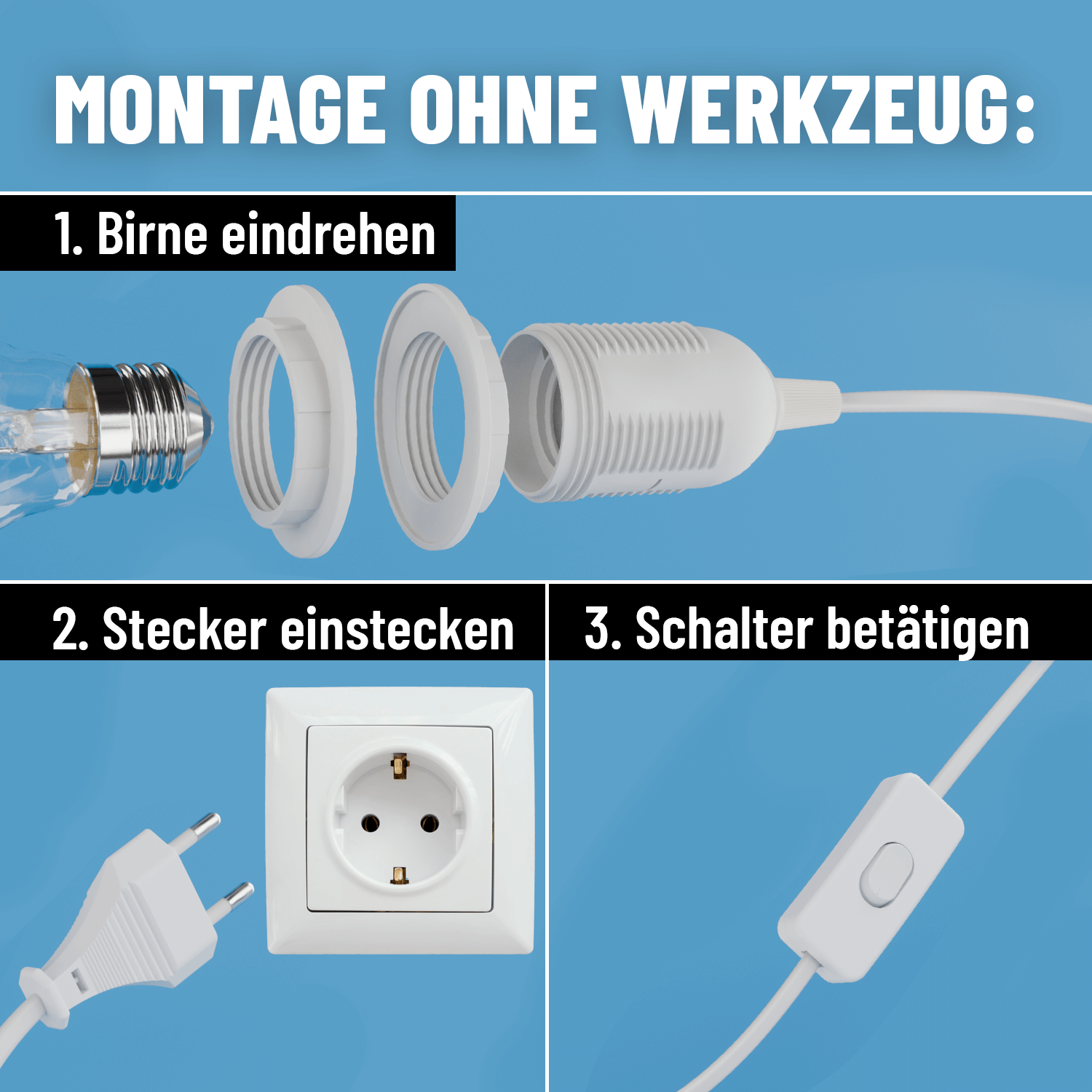 Lampenfassung E27 mit Kabel
