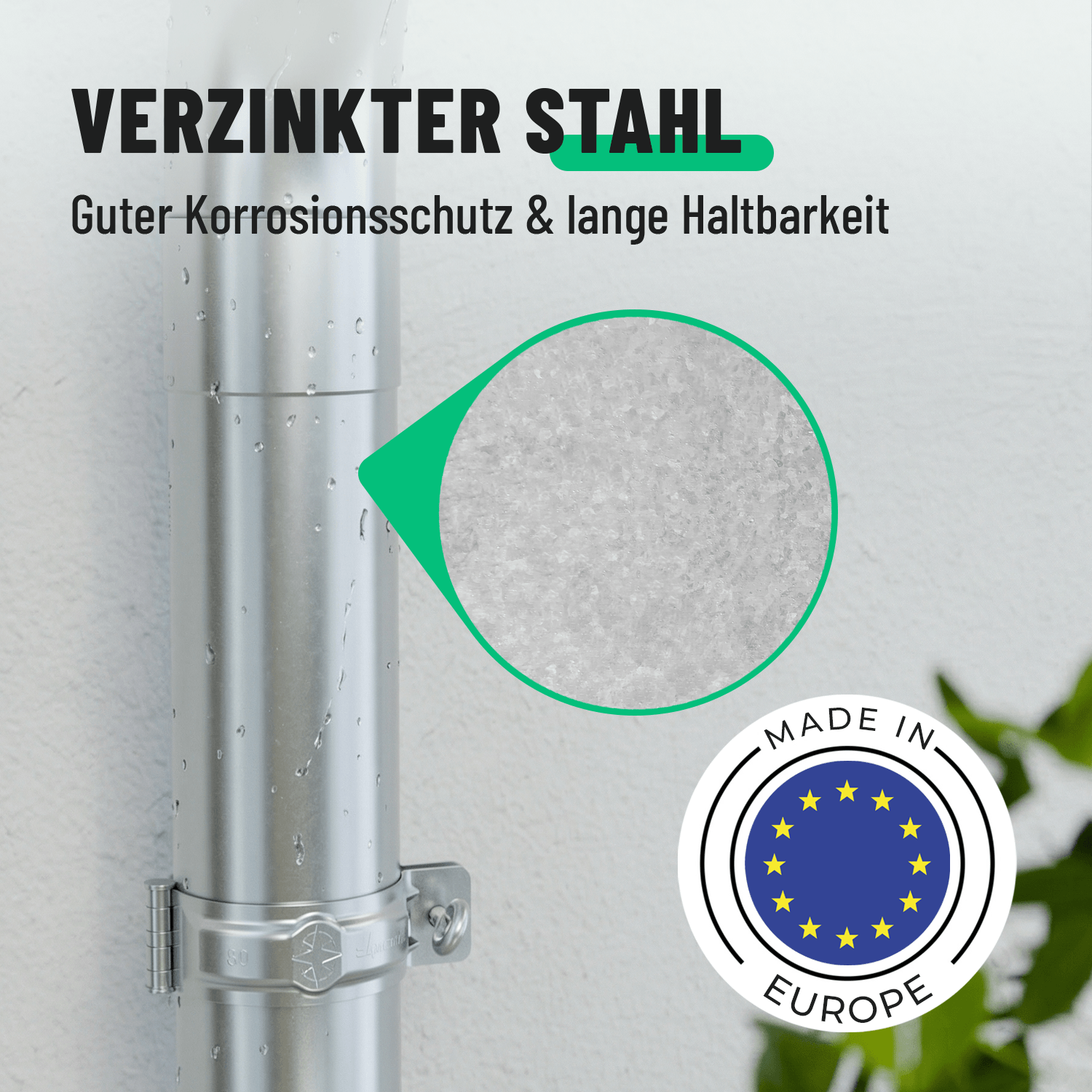 Fallrohr verzinkt 80 mm Durchmesser & 1 Meter Länge