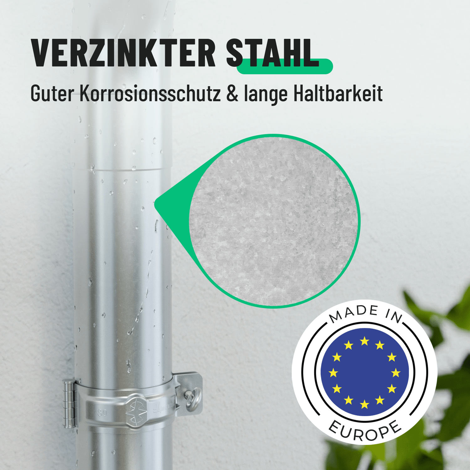 Fallrohrbogen verzinkt 72° Neigung & 80 mm Durchmesser