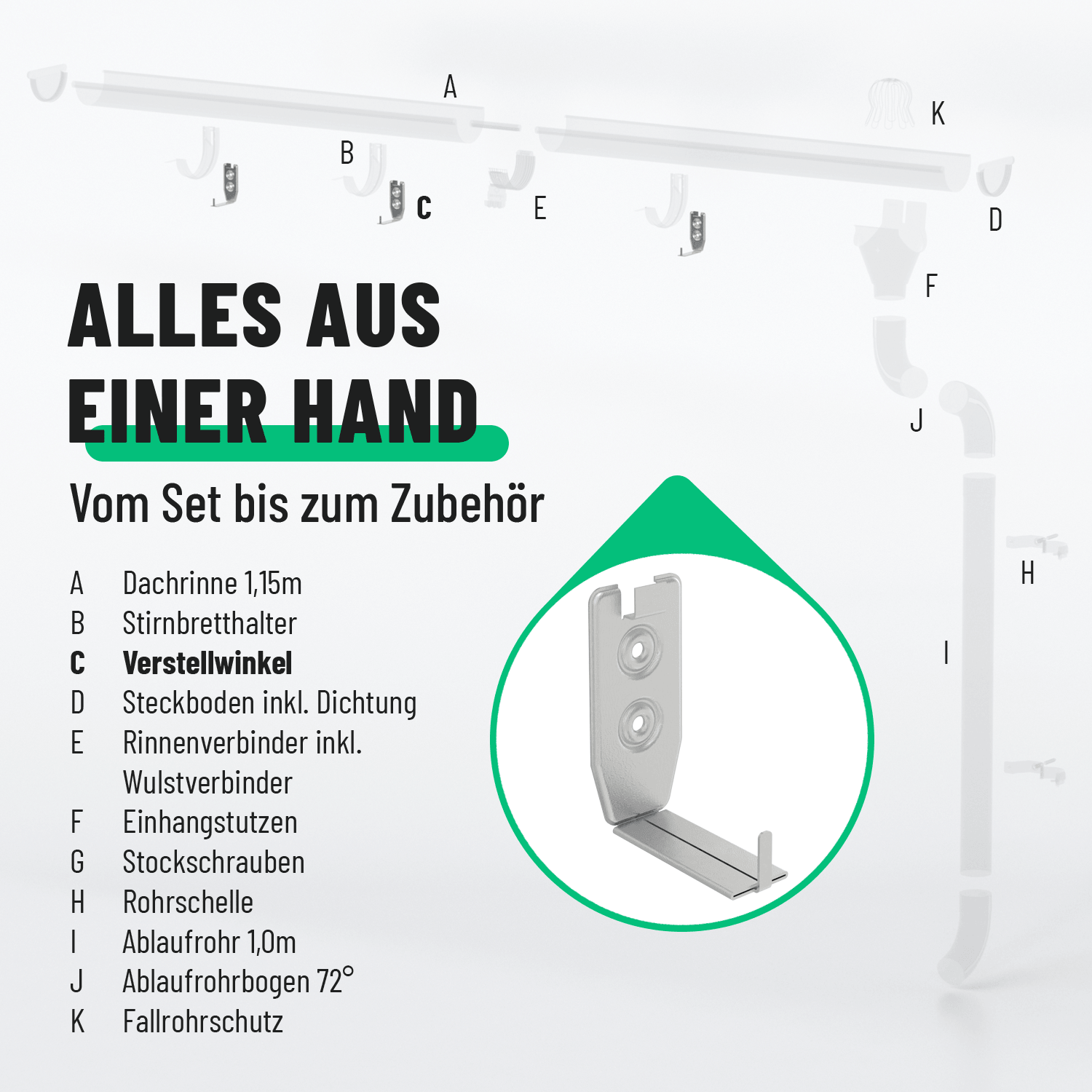 Verstellwinkel verzinkt für Stirnbretthalter