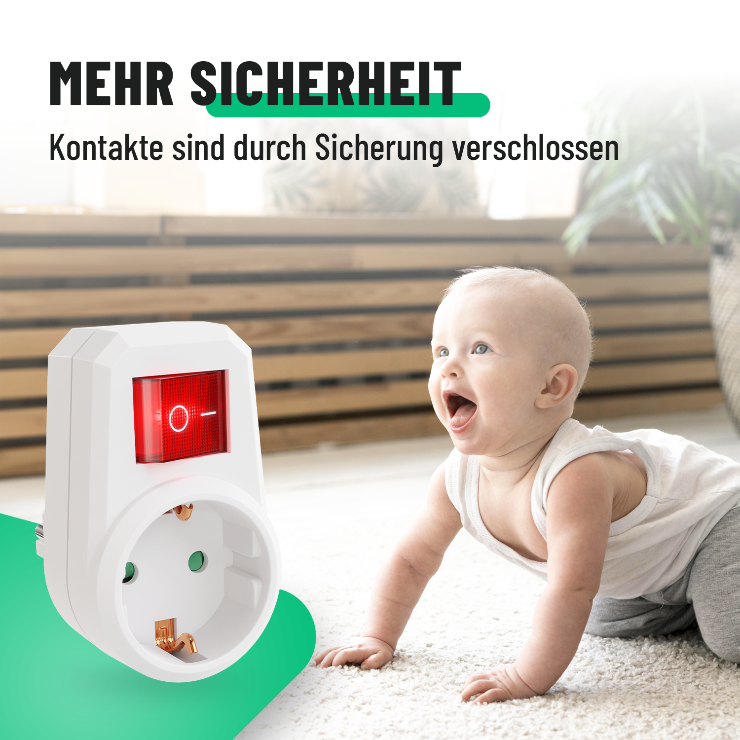 1fach Steckdosenadapter mit Schalter