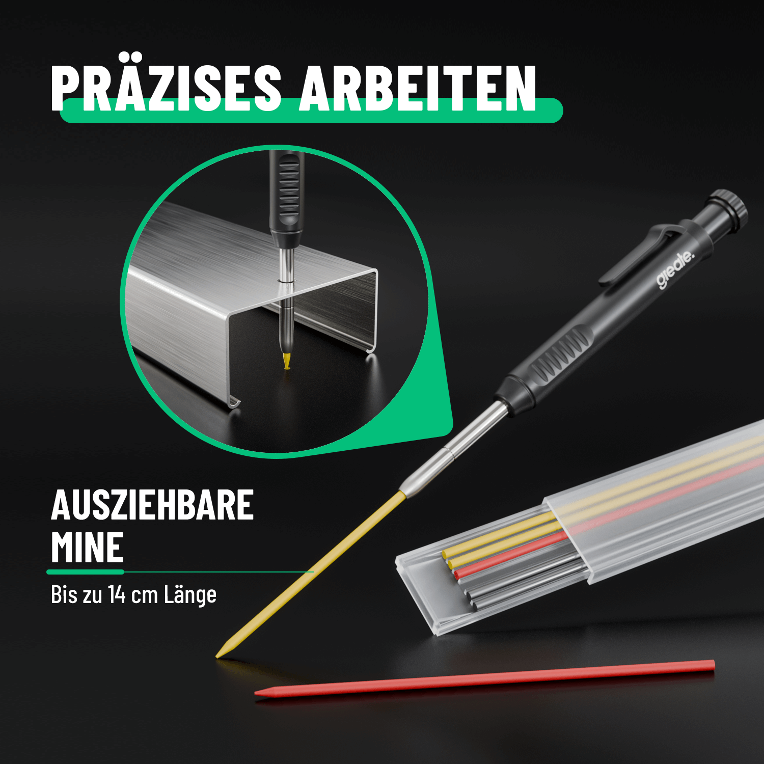 Handwerker Bleistift für präzises Arbeiten mit ausziehbarer Mine 101207-1