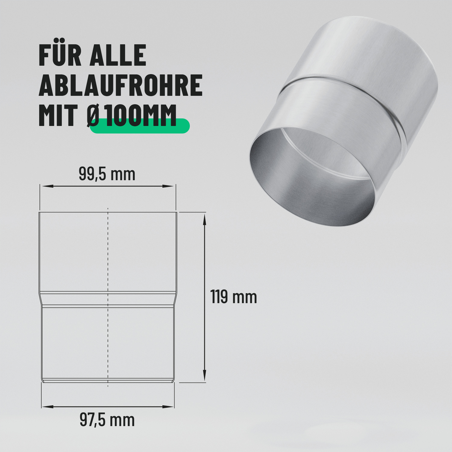 Muffe Regenrohr Zink 100mm 101310-4