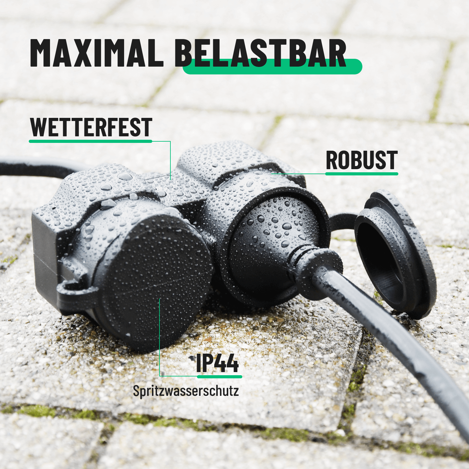 Outdoor Verlängerungskabel maximal belastbar wetterfest IP44 robust 911000-3