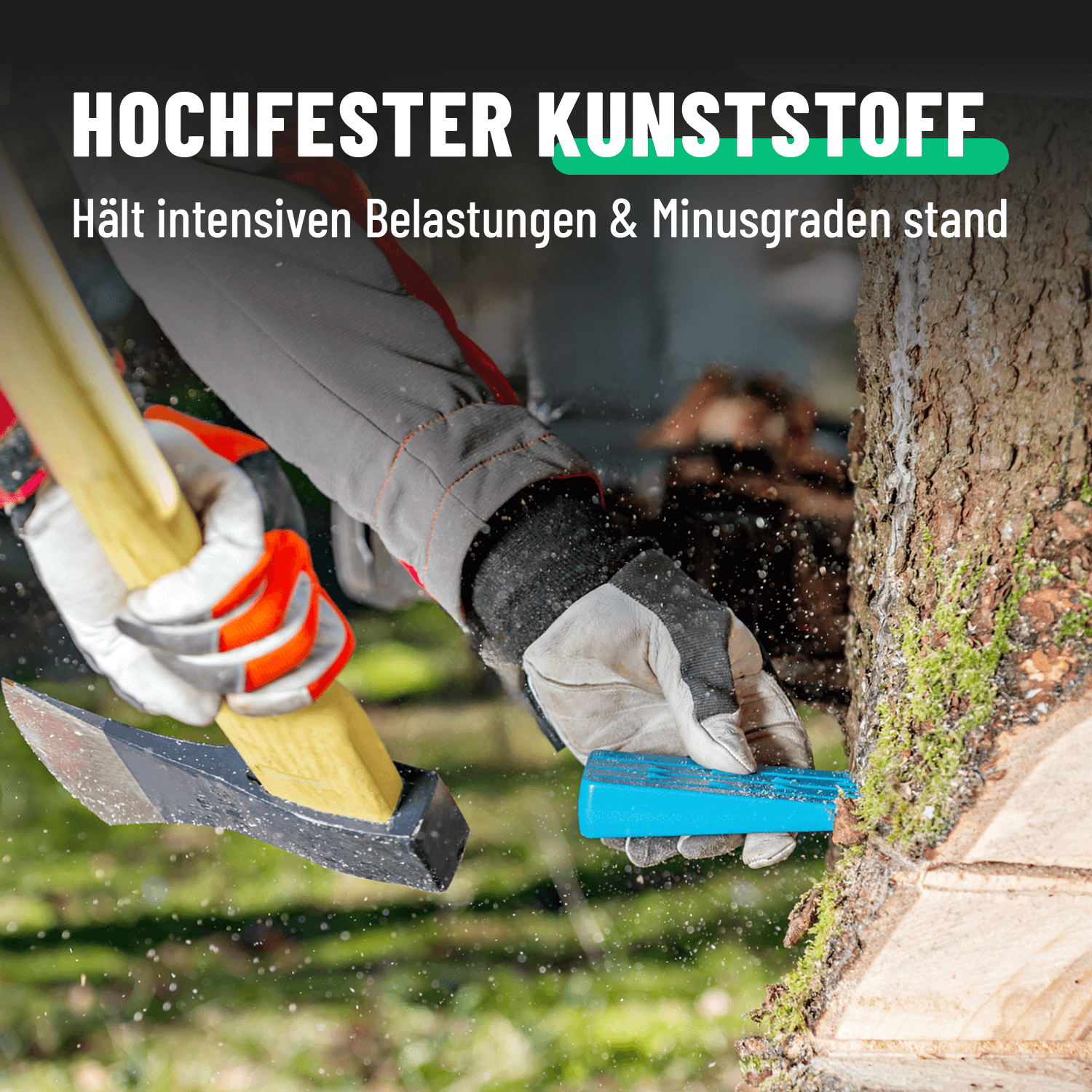 Schlagfeste und rutschfeste Fällkeile aus Kunststoff 101700-1