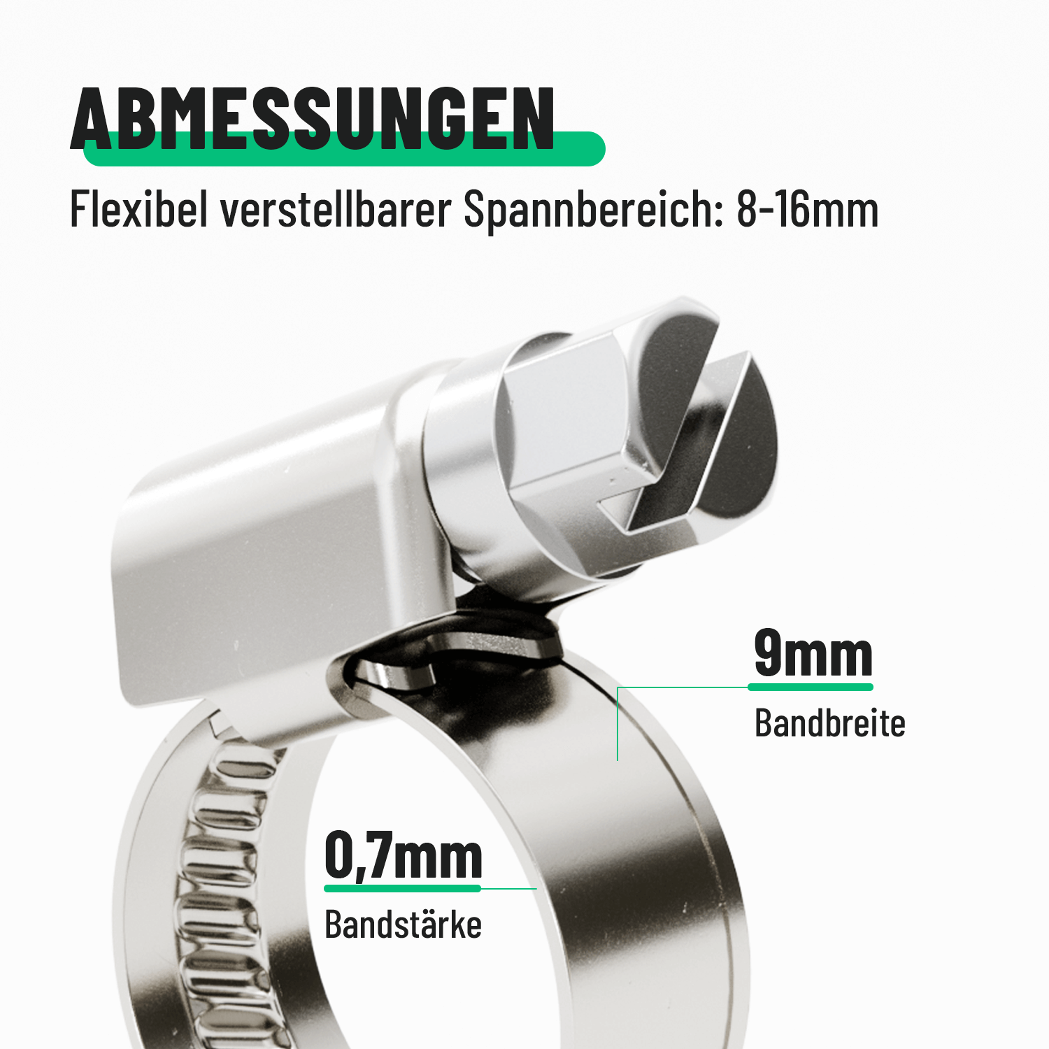 Schraubschellen Abmessungen 9mm Bandbreite 101302-4