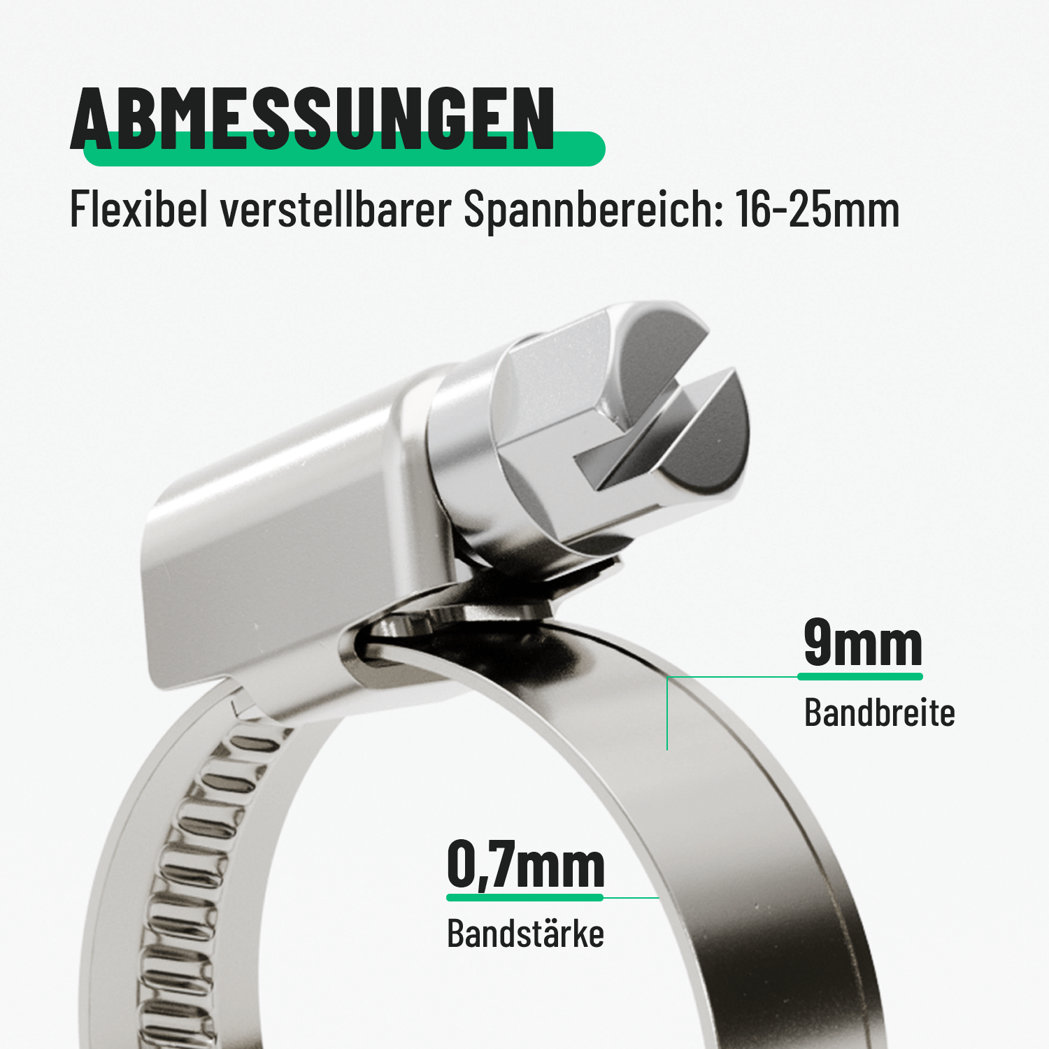 Schraubschellen Abmessungen 9mm Bandbreite 101303-4
