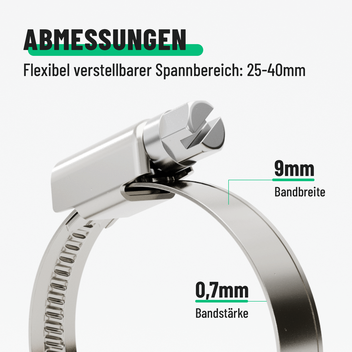Schraubschellen Abmessungen 9mm Bandbreite 101304-4
