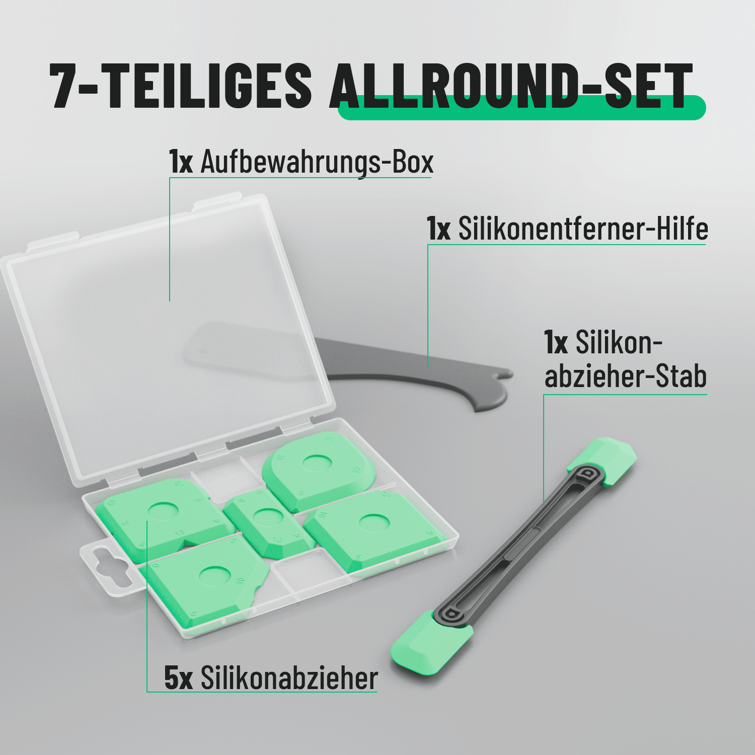 Silikon Abzieher Fugen Set 7-teilig