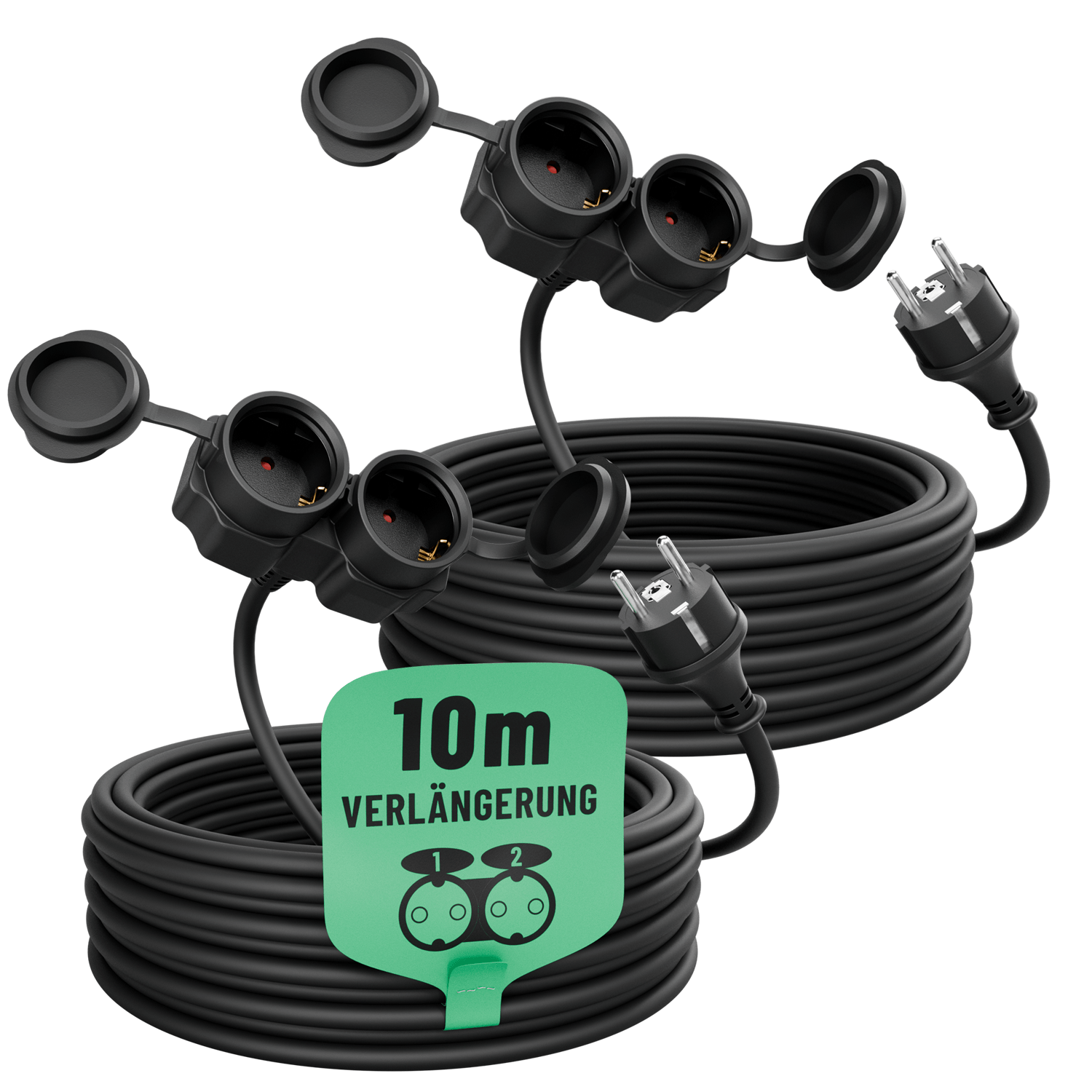 10m Outdoor Verlängerungskabel mit 2 Steckdosen IP44 911000 Hauptbild 2er Pack