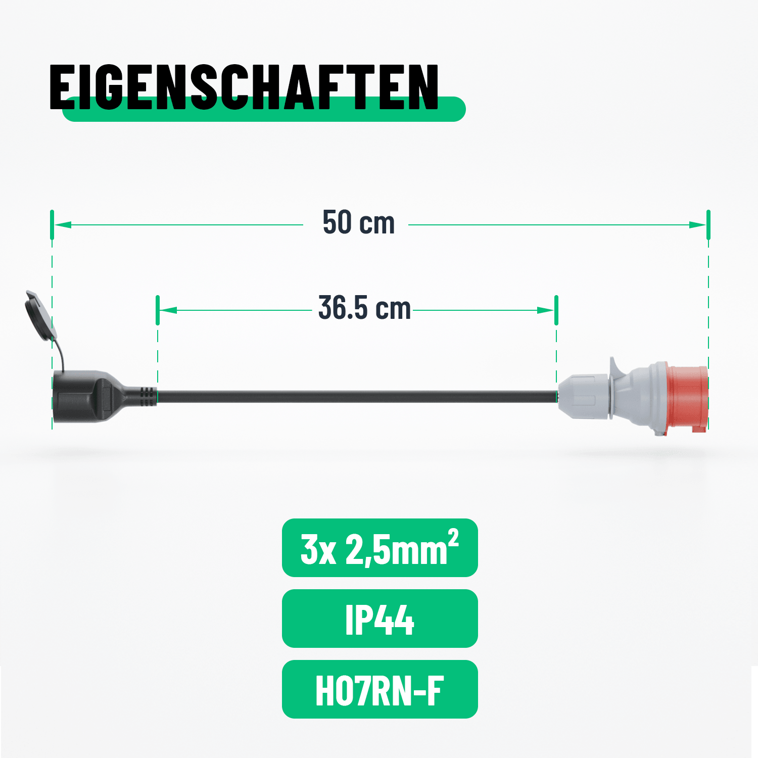 Adapter CEE Stecker Kupplung Abmessungen 50cm 911011-4